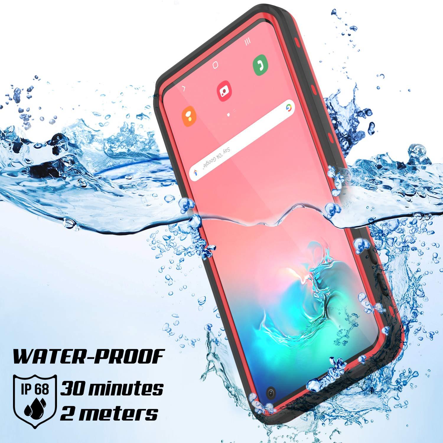 Galaxy S10 Waterproof Case, Punkcase [KickStud Series] Armor Cover [Red]