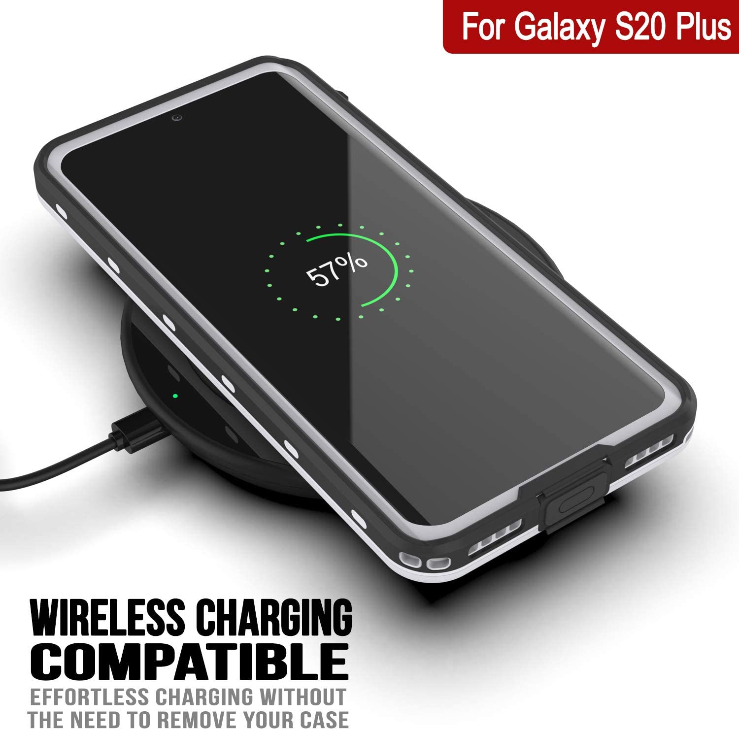 Galaxy S20+ Plus Waterproof Case, Punkcase [KickStud Series] Armor Cover [White]