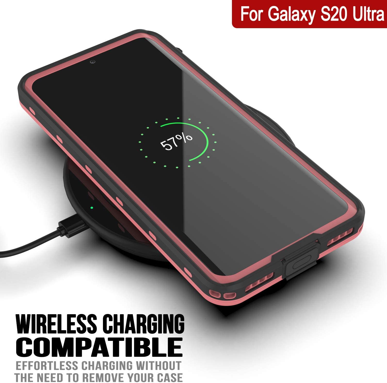 Galaxy S20 Ultra Waterproof Case, Punkcase [KickStud Series] Armor Cover [Pink]