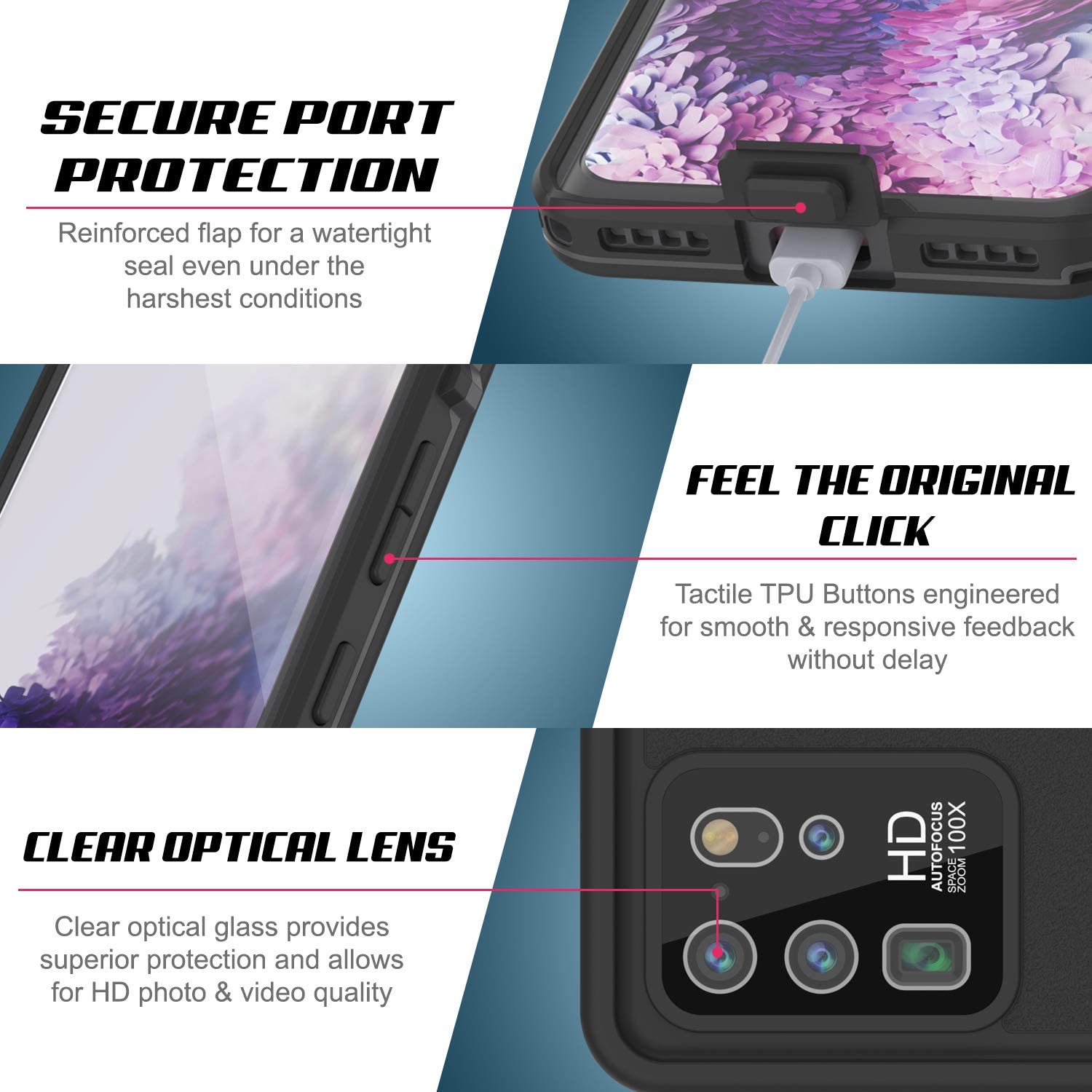 Galaxy S20 Ultra Waterproof Case, Punkcase [KickStud Series] Armor Cover [Light Blue]
