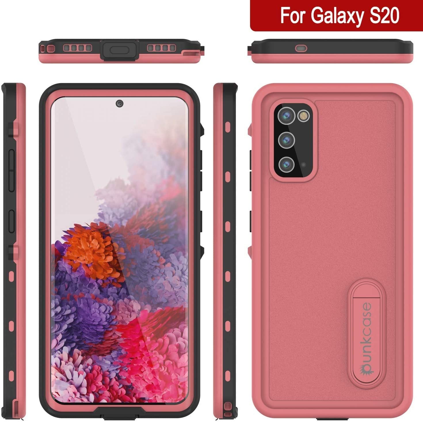 Galaxy S20 Waterproof Case, Punkcase [KickStud Series] Armor Cover [Pink]