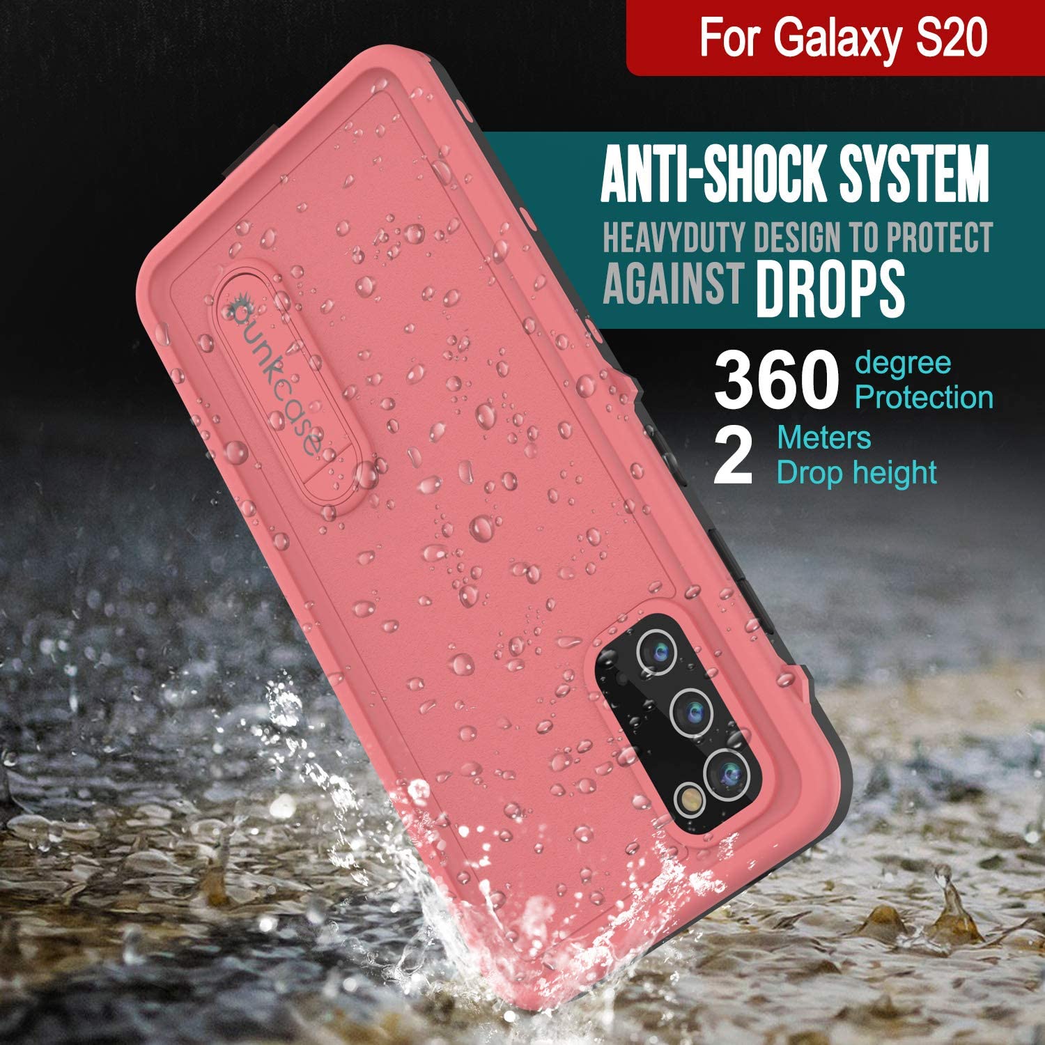 Galaxy S20 Waterproof Case, Punkcase [KickStud Series] Armor Cover [Pink]