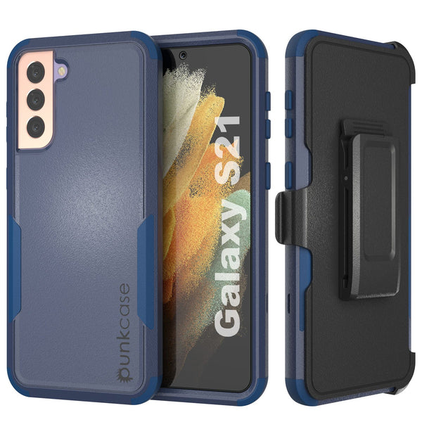 Punkcase for Galaxy S21 5G Belt Clip Multilayer Holster Case [Patron Series] [Navy]