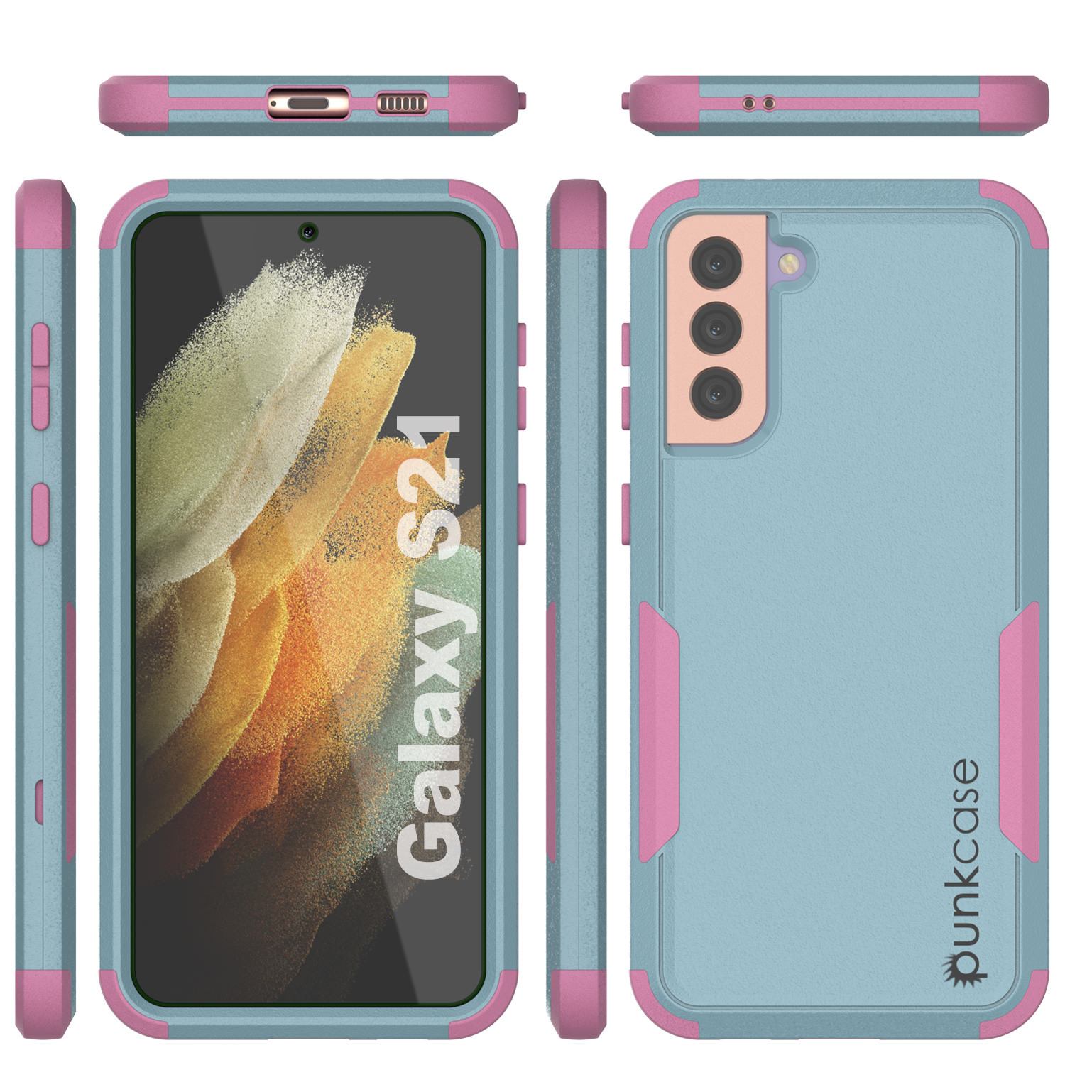 Punkcase for Galaxy S21 5G Belt Clip Multilayer Holster Case [Patron Series] [Mint-Pink]