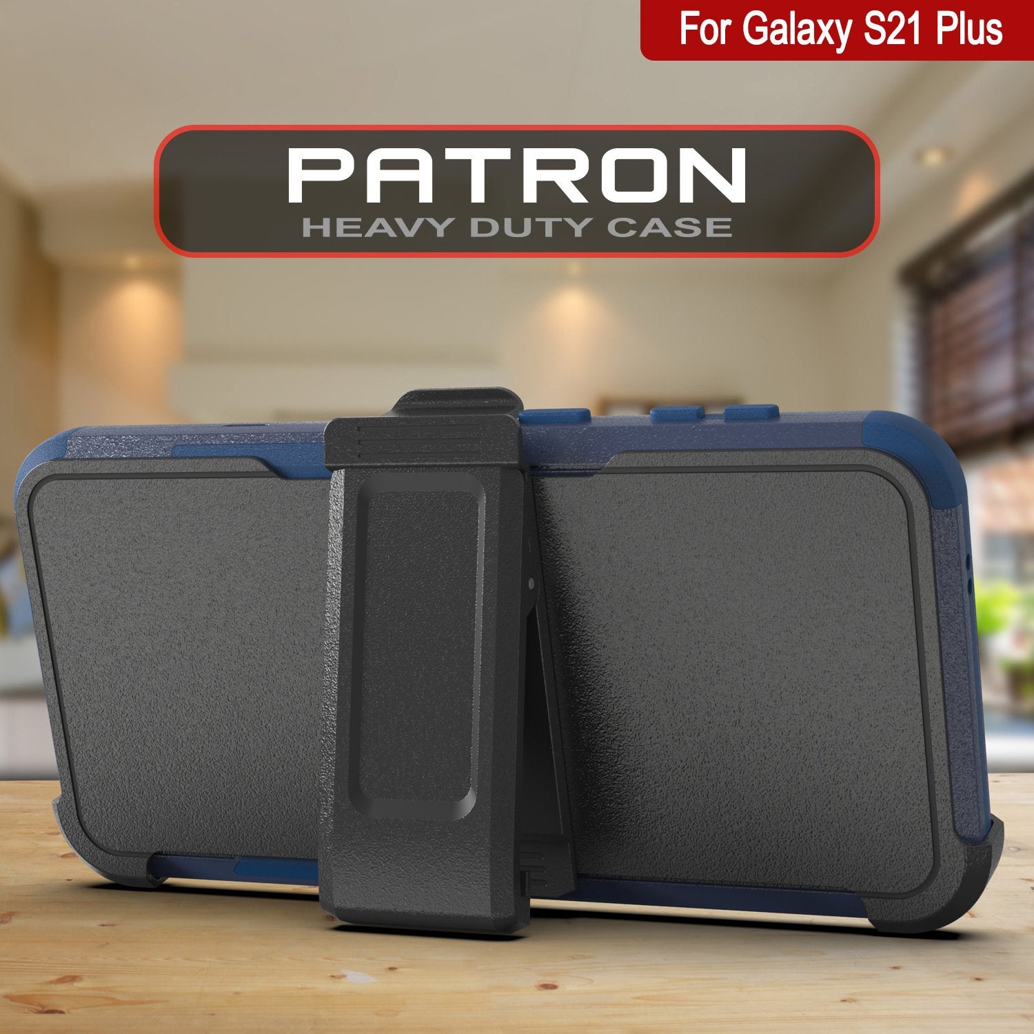 Punkcase for Galaxy S21+ Plus 5G Belt Clip Multilayer Holster Case [Patron Series] [Navy]