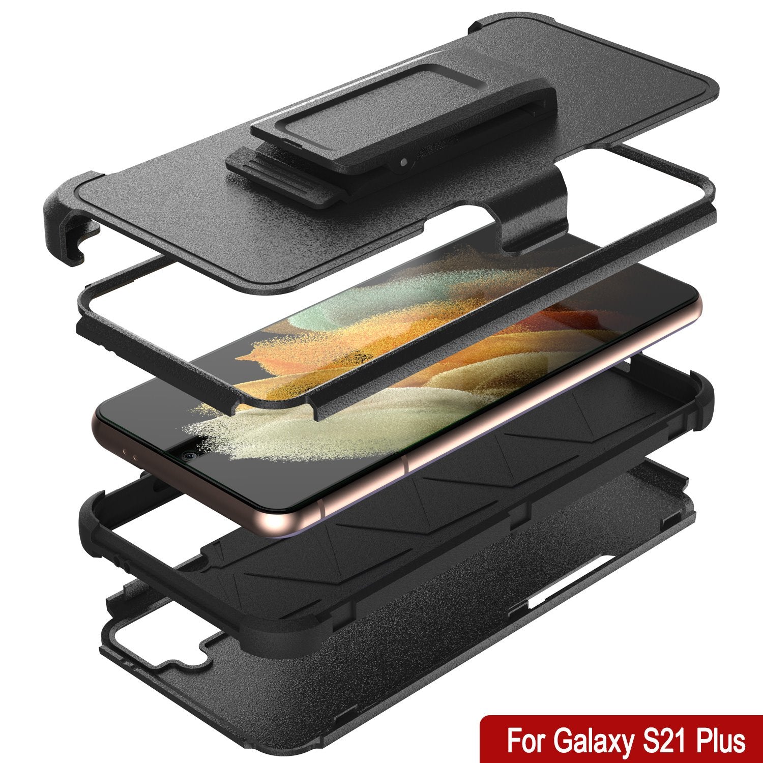 Punkcase for Galaxy S21+ Plus 5G Belt Clip Multilayer Holster Case [Patron Series] [Black]