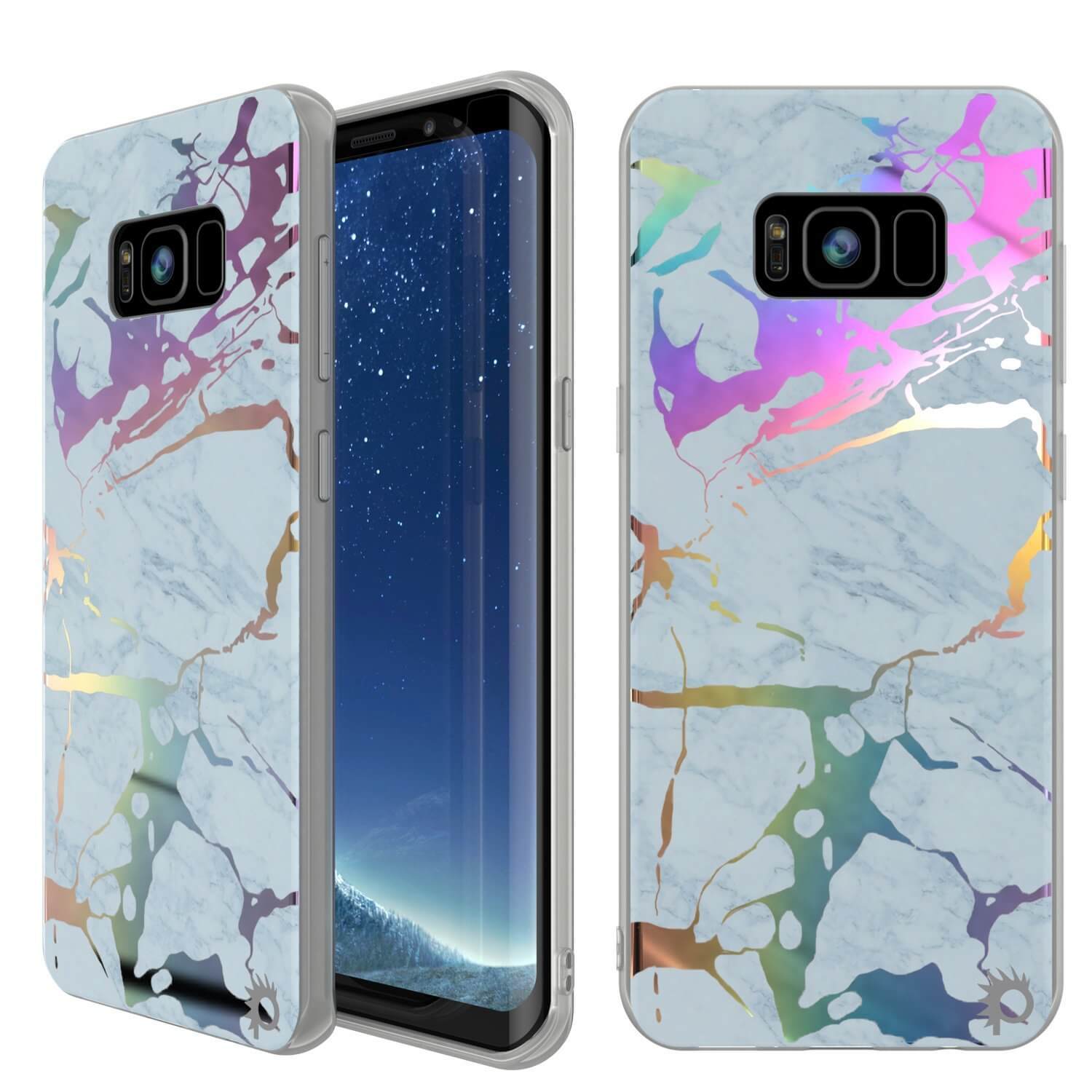 Punkcase Galaxy S8 Protective Full Body Marble Case | Blue Marmo