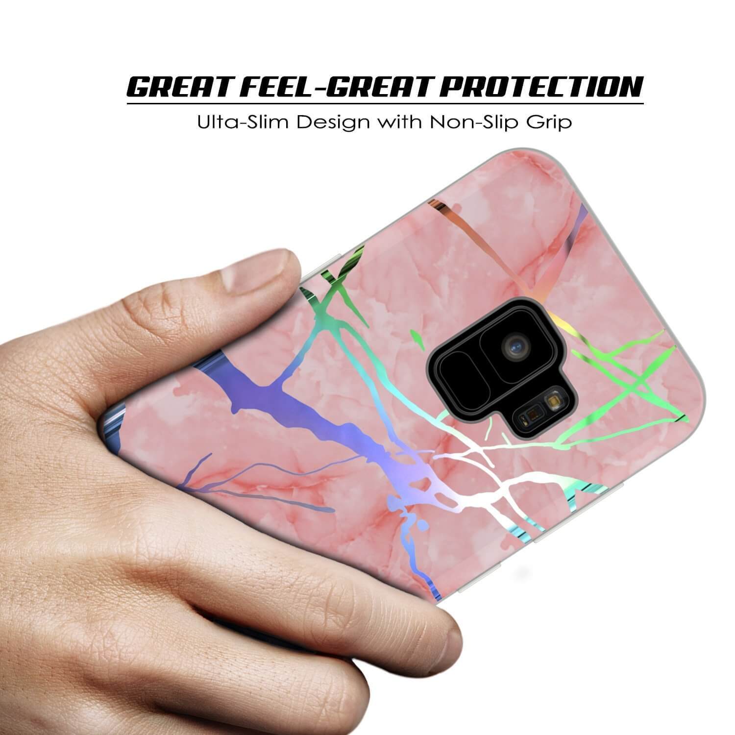 Punkcase Galaxy S9 Protective Full Body Marble Case | Rose Mirage