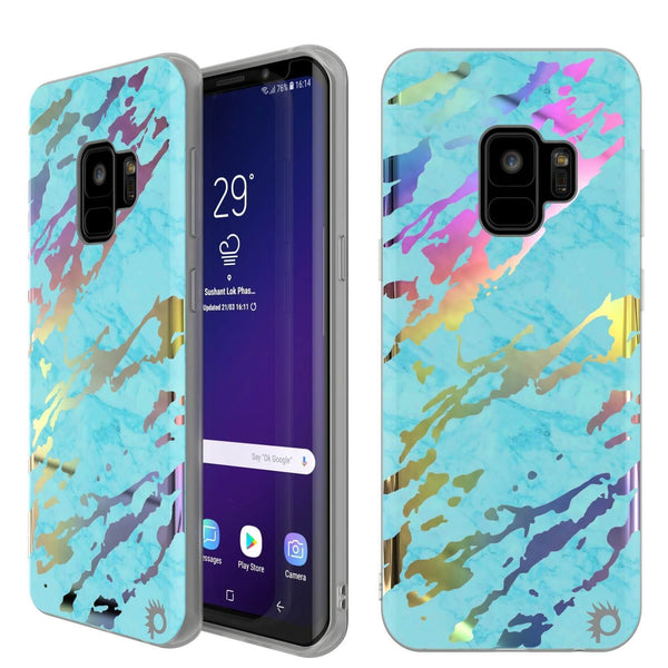 Punkcase Galaxy S9 Protective Full Body Marble Case | Teal Onyx