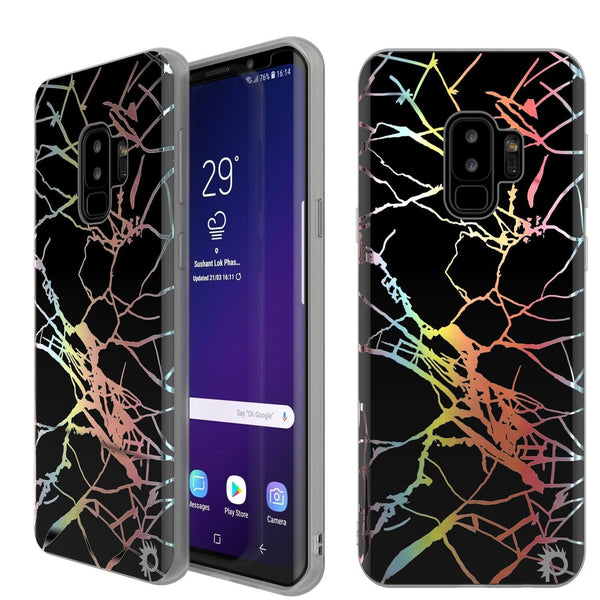 Punkcase Galaxy S9+ Protective Full Body Marble Case | Black Mirage