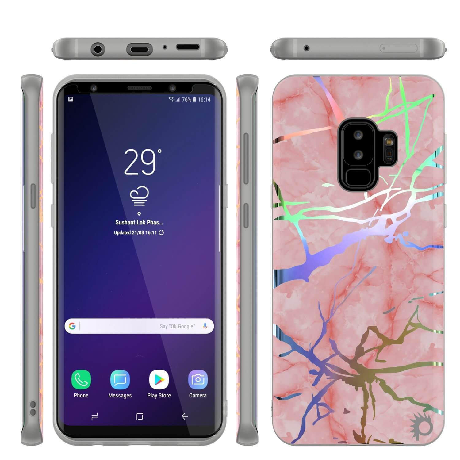 Punkcase Galaxy S9+ Protective Full Body Marble Case | Rose Mirage