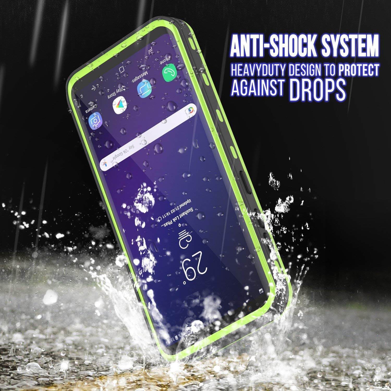 Galaxy S9 Plus Waterproof Case, Punkcase [KickStud Series] Armor Cover [LIGHT GREEN]