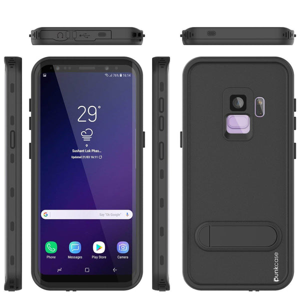 Galaxy S9 Waterproof Case, Punkcase [KickStud Series] Armor Cover [BLACK]