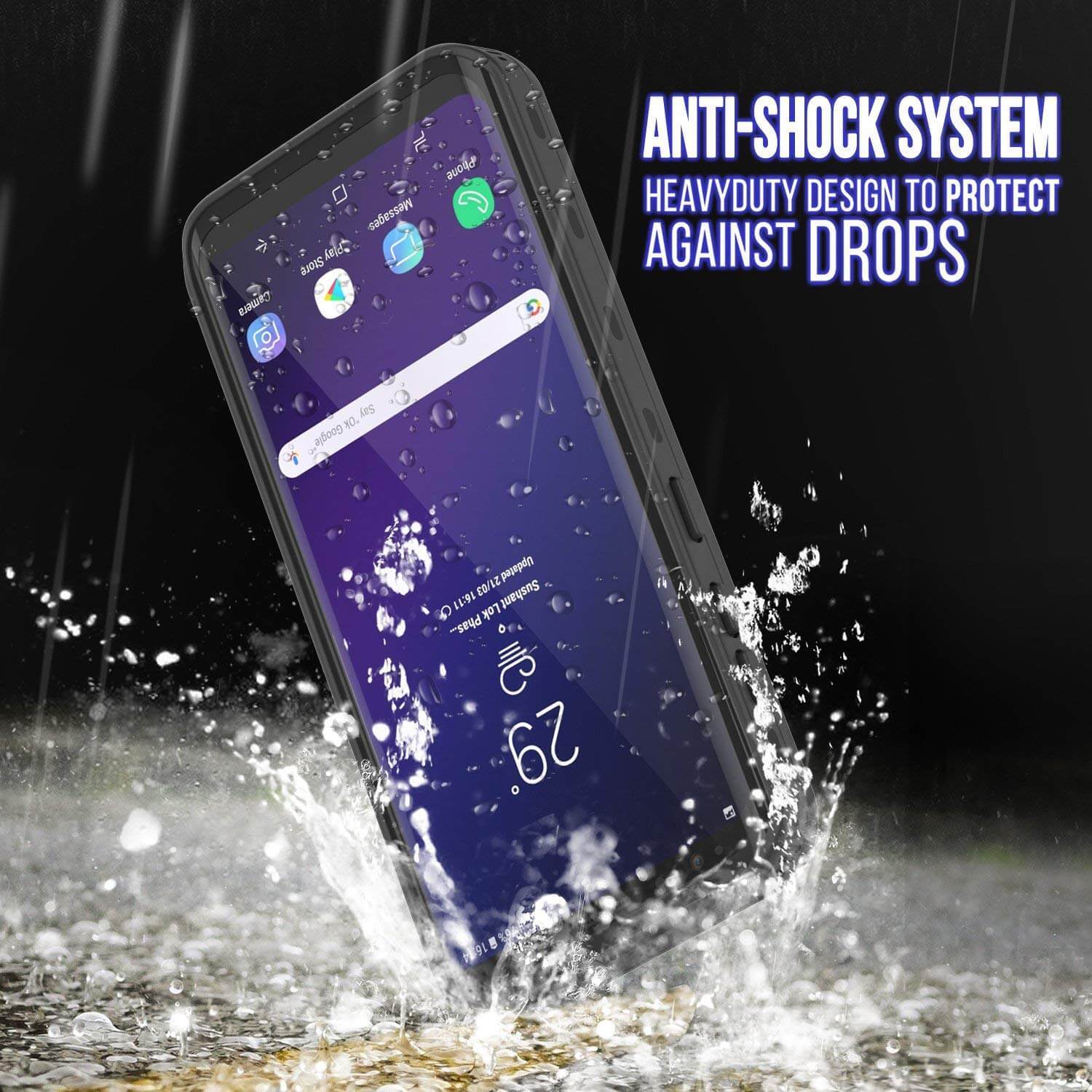 Galaxy S9 Waterproof Case, Punkcase [KickStud Series] Armor Cover [BLACK]