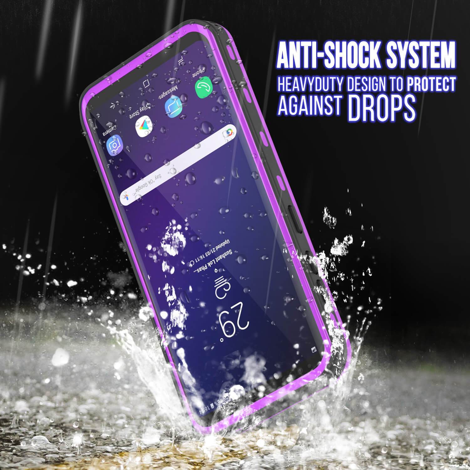 Galaxy S9 Waterproof Case, Punkcase [KickStud Series] Armor Cover [PURPLE]