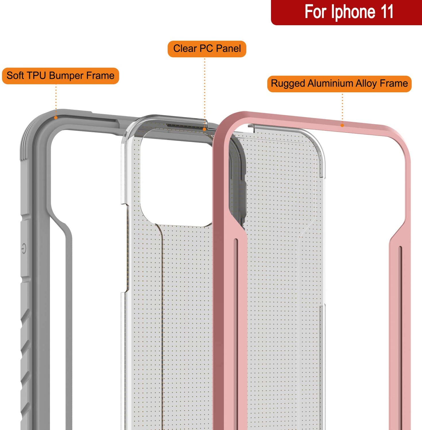 Punkcase iPhone 12 ravenger Case Protective Military Grade Multilayer Cover [Rose-Gold]