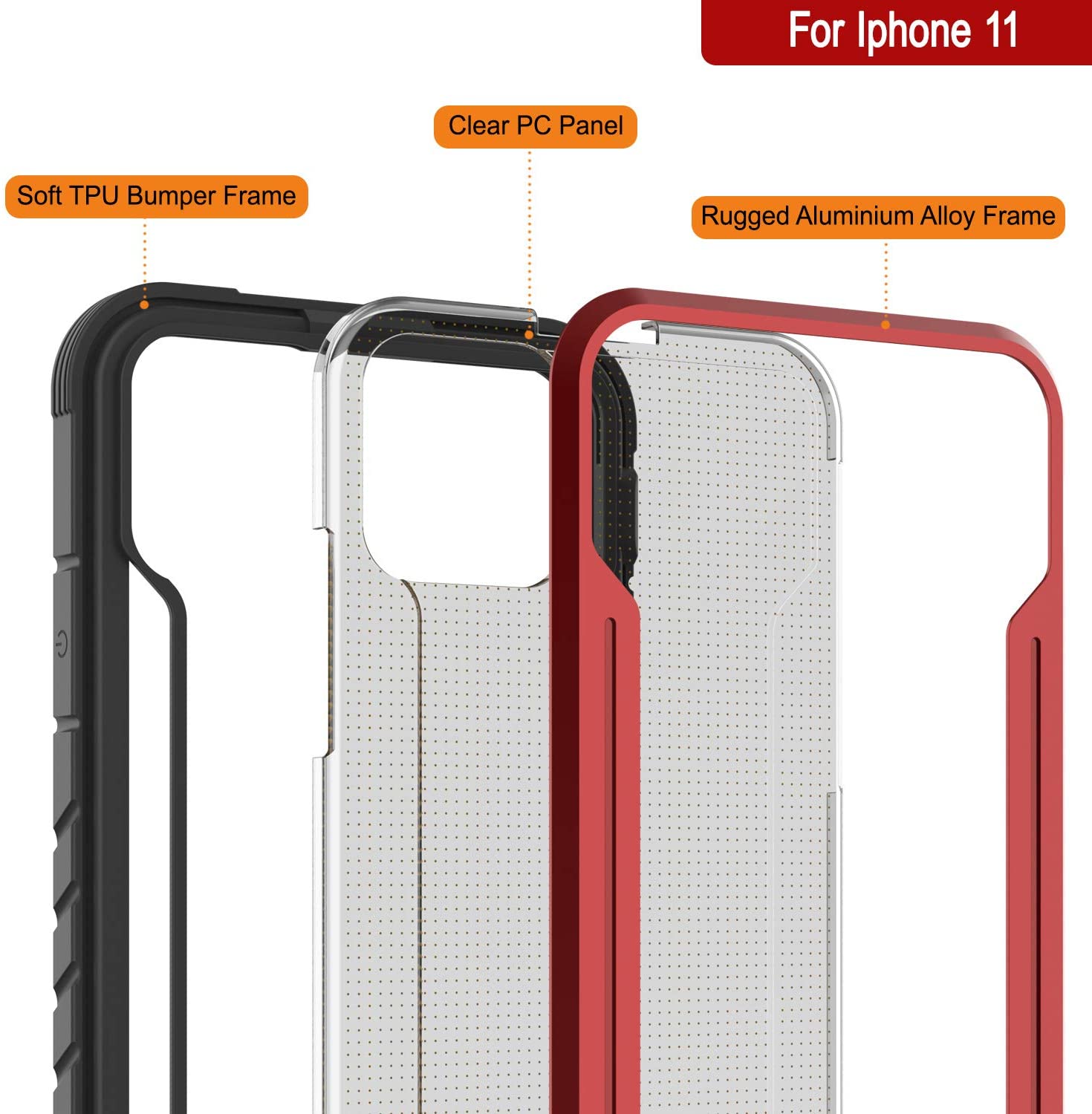 Punkcase iPhone 12 ravenger Case Protective Military Grade Multilayer Cover [Red]