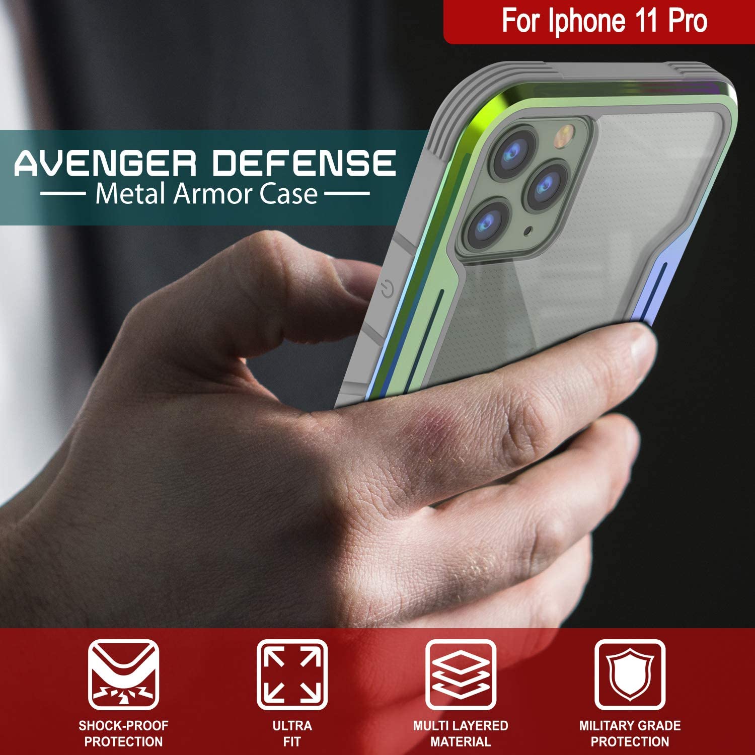 Punkcase iPhone 11 Pro ravenger Case Protective Military Grade Multilayer Cover [Rainbow]