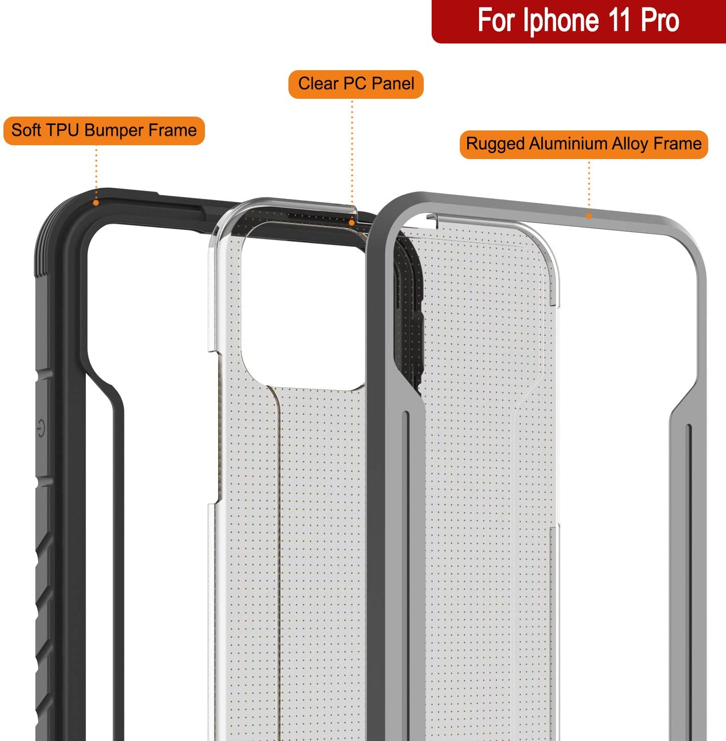 Punkcase iPhone 11 Pro ravenger Case Protective Military Grade Multilayer Cover [Grey-Black]