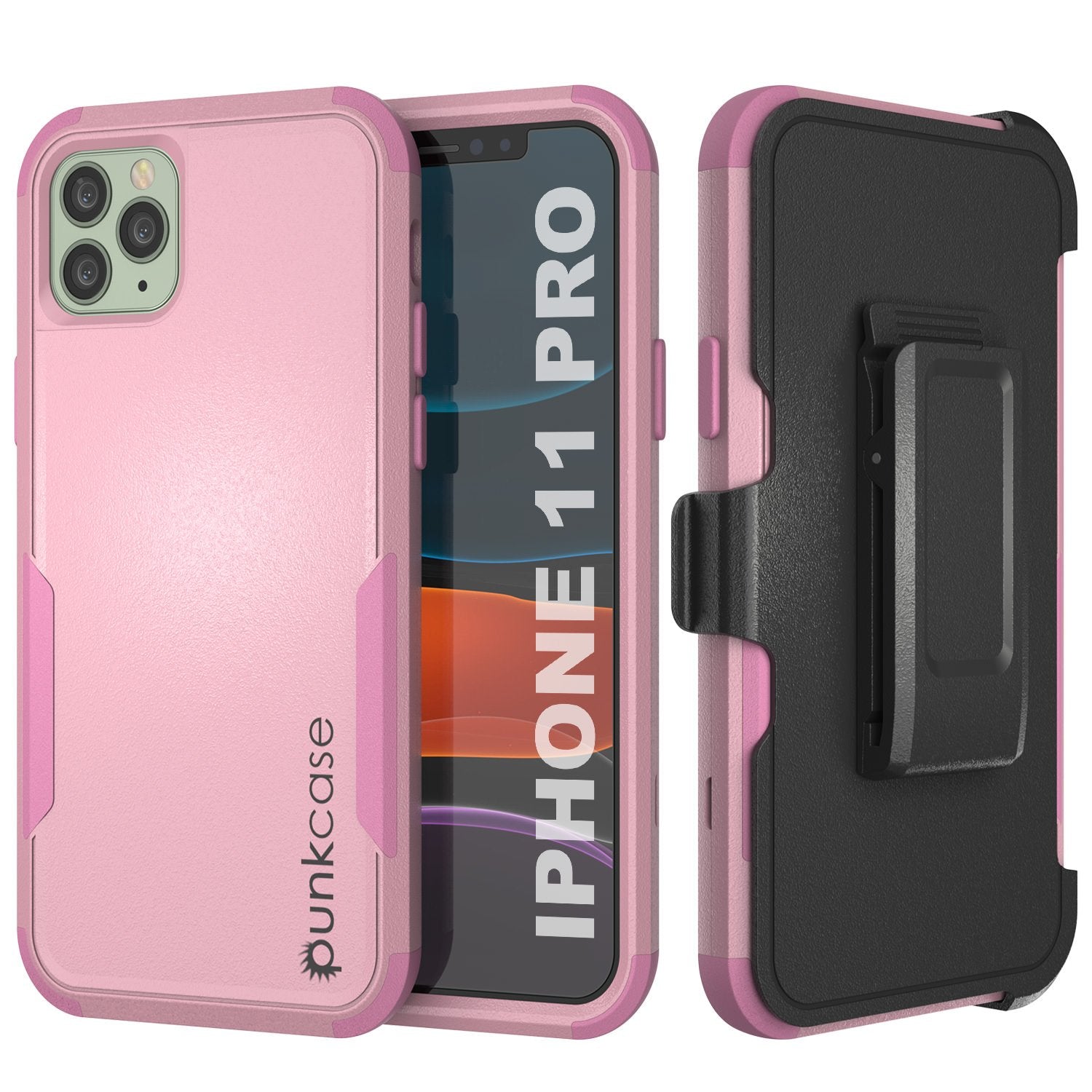 Punkcase for iPhone 11 Pro Belt Clip Multilayer Holster Case [Patron Series] [Pink]