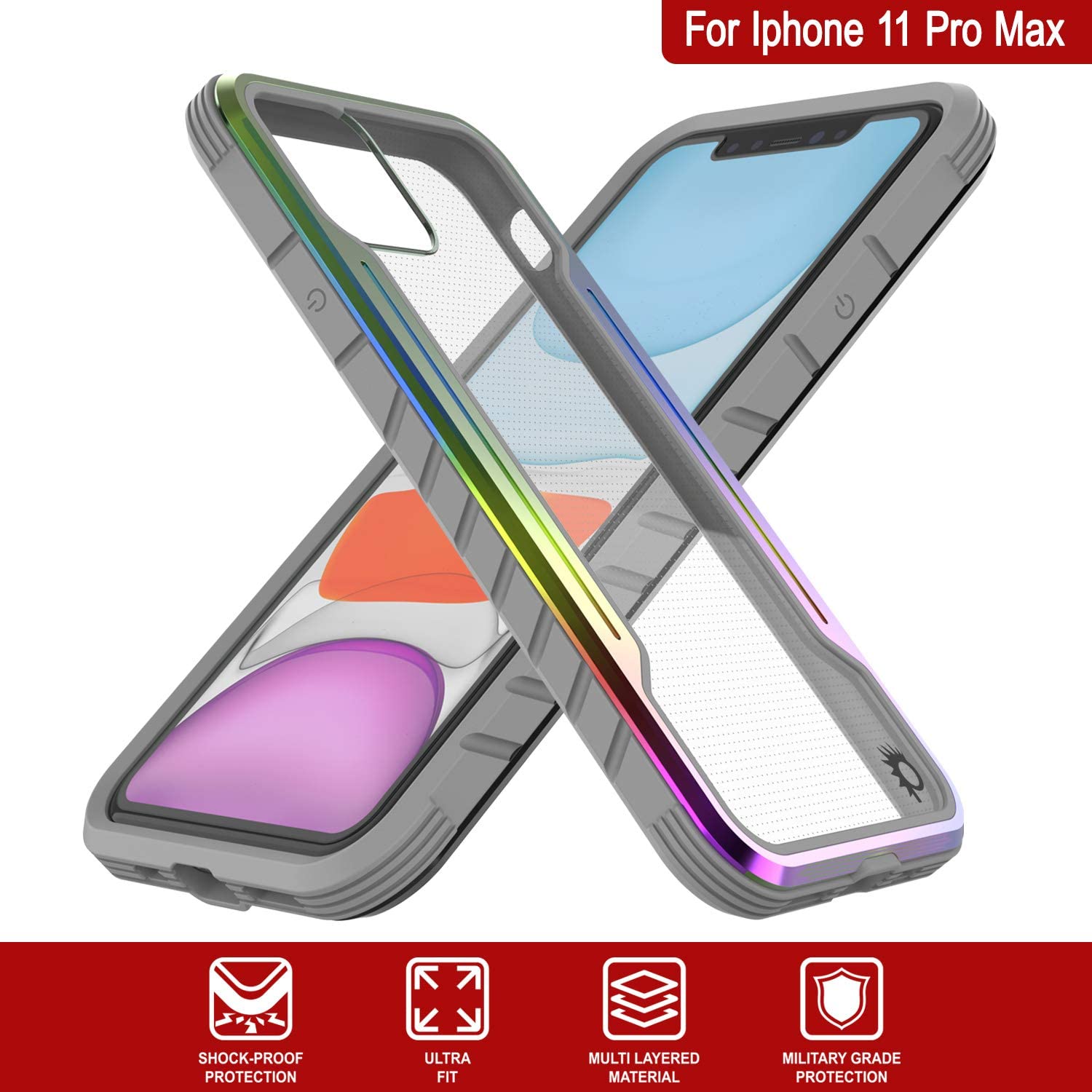 Punkcase iPhone 11 Pro Max ravenger Case Protective Military Grade Multilayer Cover [Rainbow]