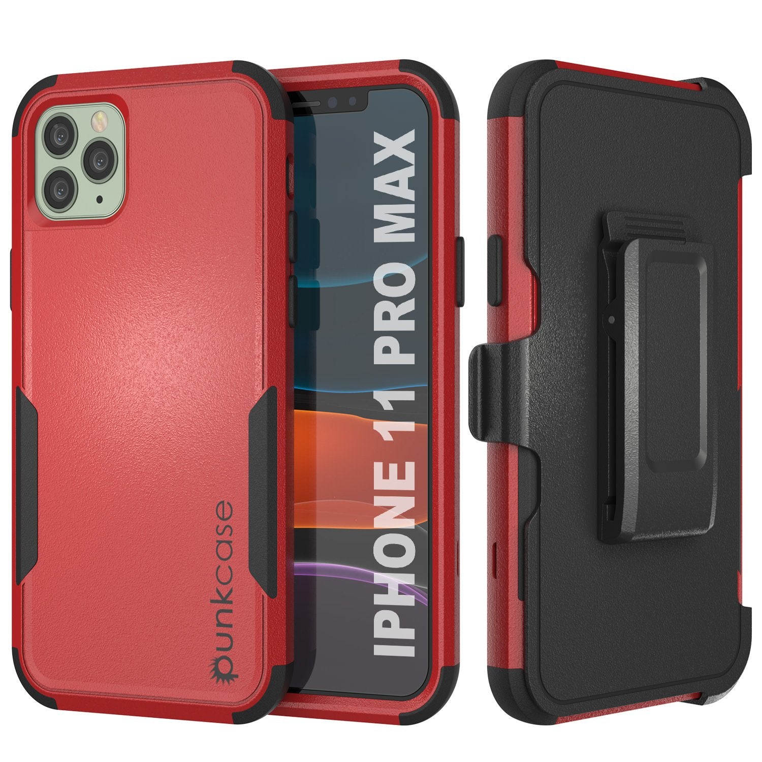 Punkcase for iPhone 11 Pro Max Belt Clip Multilayer Holster Case [Patron Series] [Red-Black]