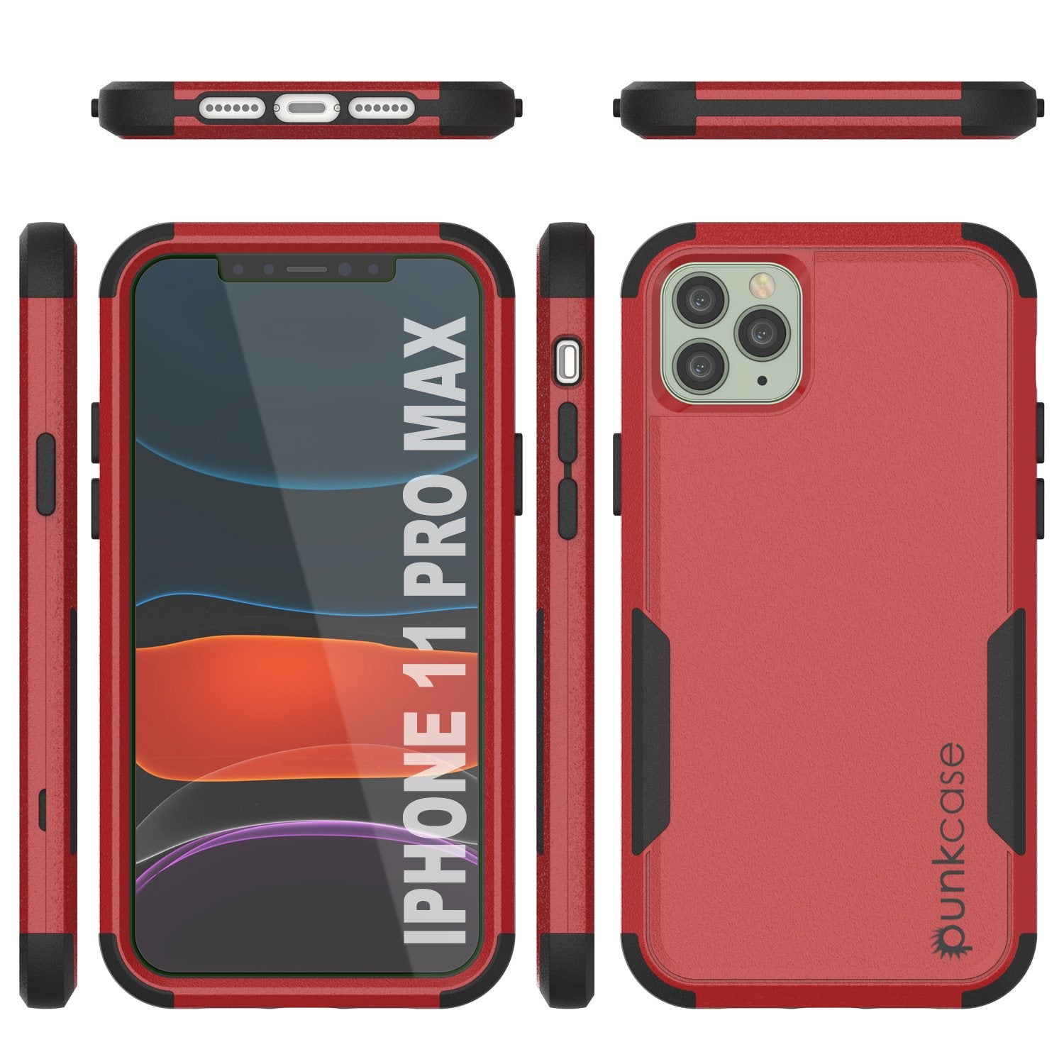 Punkcase for iPhone 11 Pro Max Belt Clip Multilayer Holster Case [Patron Series] [Red-Black]