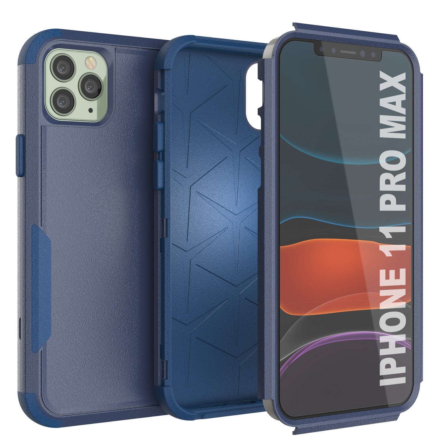 Punkcase for iPhone 11 Pro Max Belt Clip Multilayer Holster Case [Patron Series] [Navy]