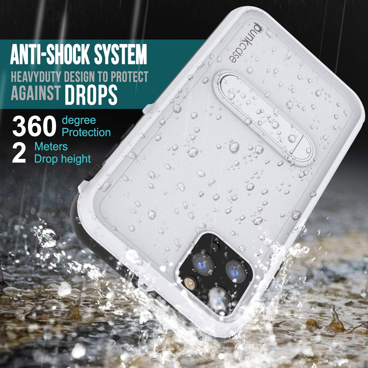 iPhone 11 Pro Max Waterproof Case, Punkcase [KickStud Series] Armor Cover [White]