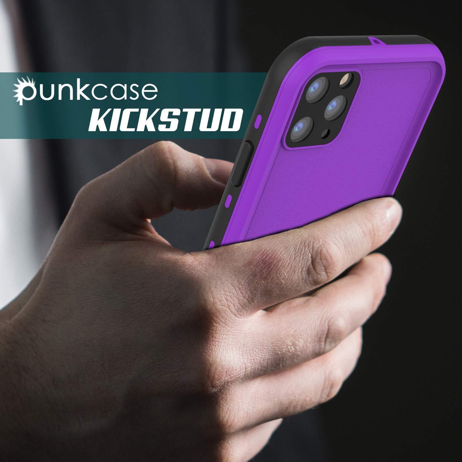 iPhone 11 Pro Max Waterproof Case, Punkcase [KickStud Series] Armor Cover [Purple]