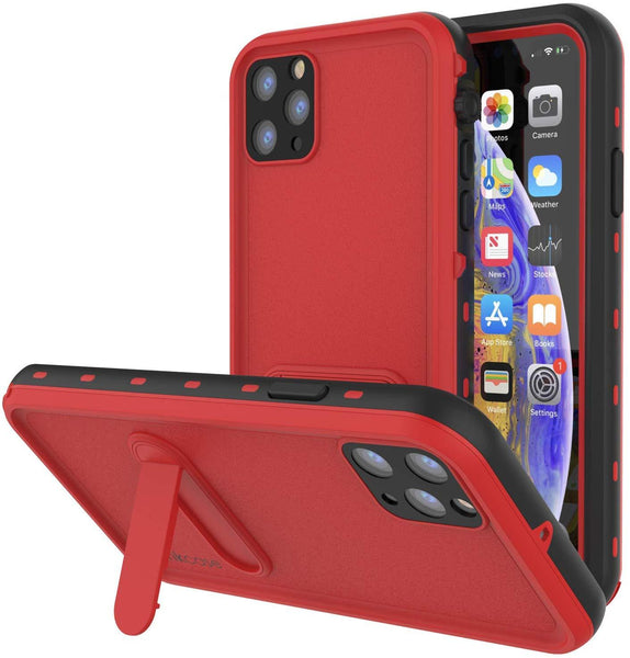 iPhone 11 Pro Max Waterproof Case, Punkcase [KickStud Series] Armor Cover [Red]