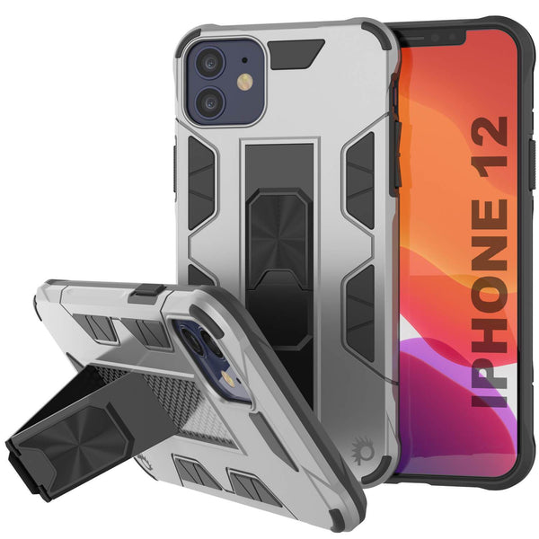 Punkcase iPhone 12 Case [ArmorShield Series] Military Style Protective Dual Layer Case Silver