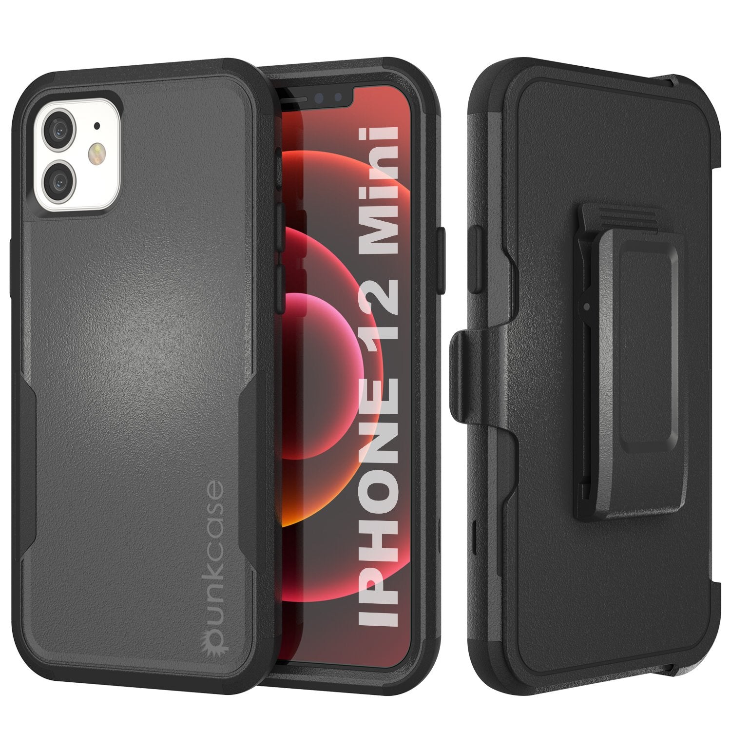 Punkcase for iPhone 12 Mini Belt Clip Multilayer Holster Case [Patron Series] [Black]