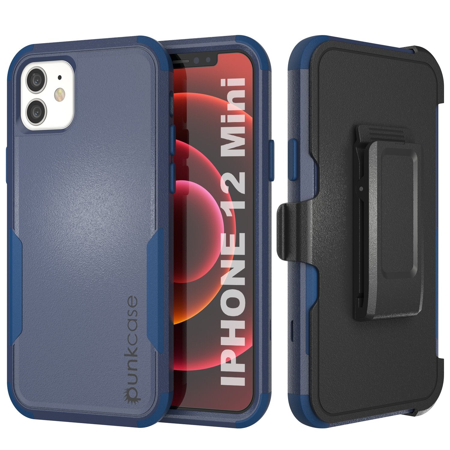 Punkcase for iPhone 12 Mini Belt Clip Multilayer Holster Case [Patron Series] [Navy]