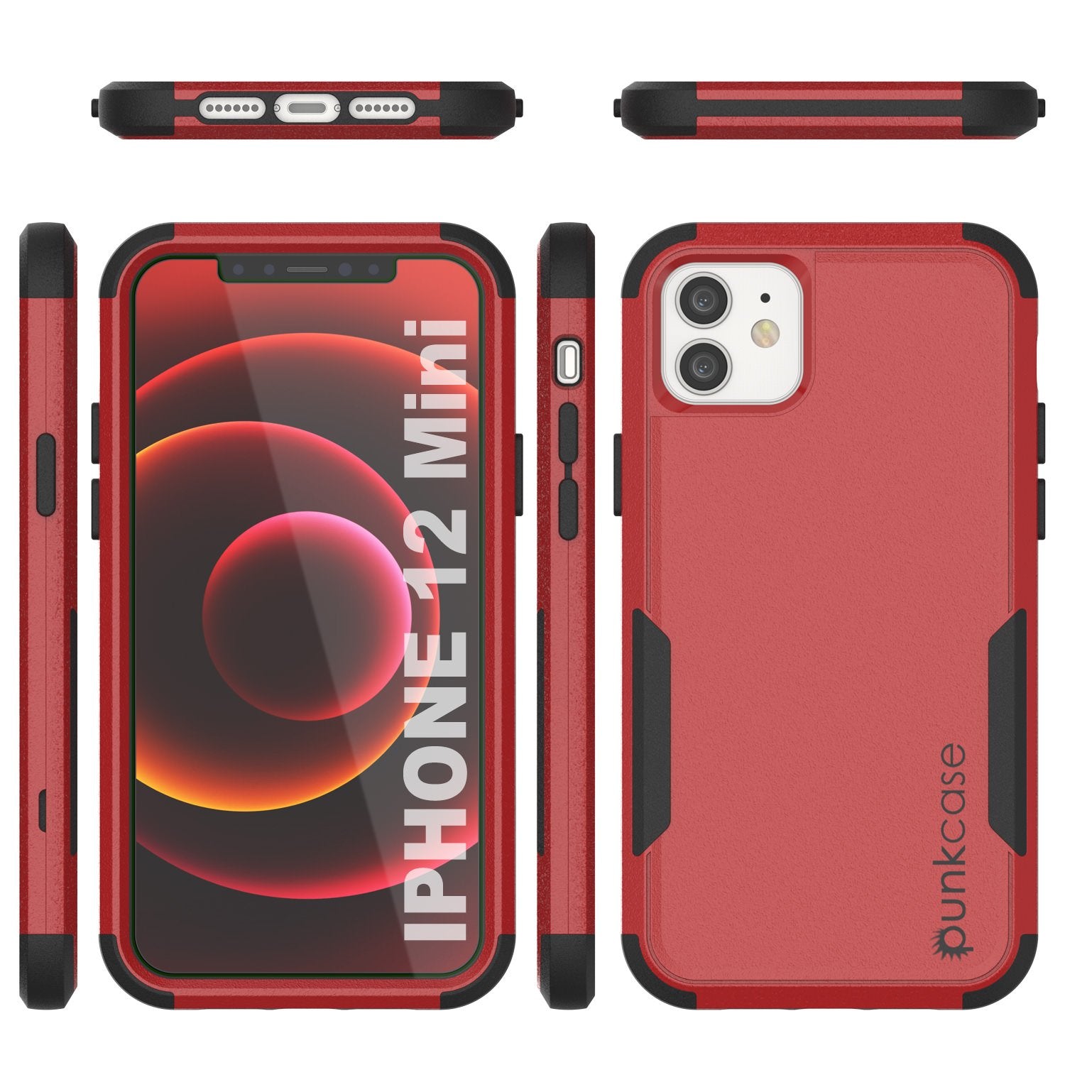 Punkcase for iPhone 12 Mini Belt Clip Multilayer Holster Case [Patron Series] [Red-Black]