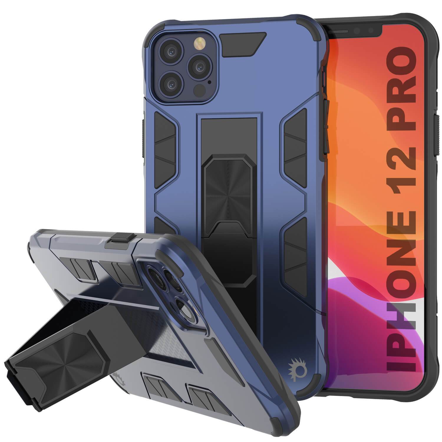 Punkcase iPhone 12 Pro Case [ArmorShield Series] Military Style Protective Dual Layer Case Navy-Blue