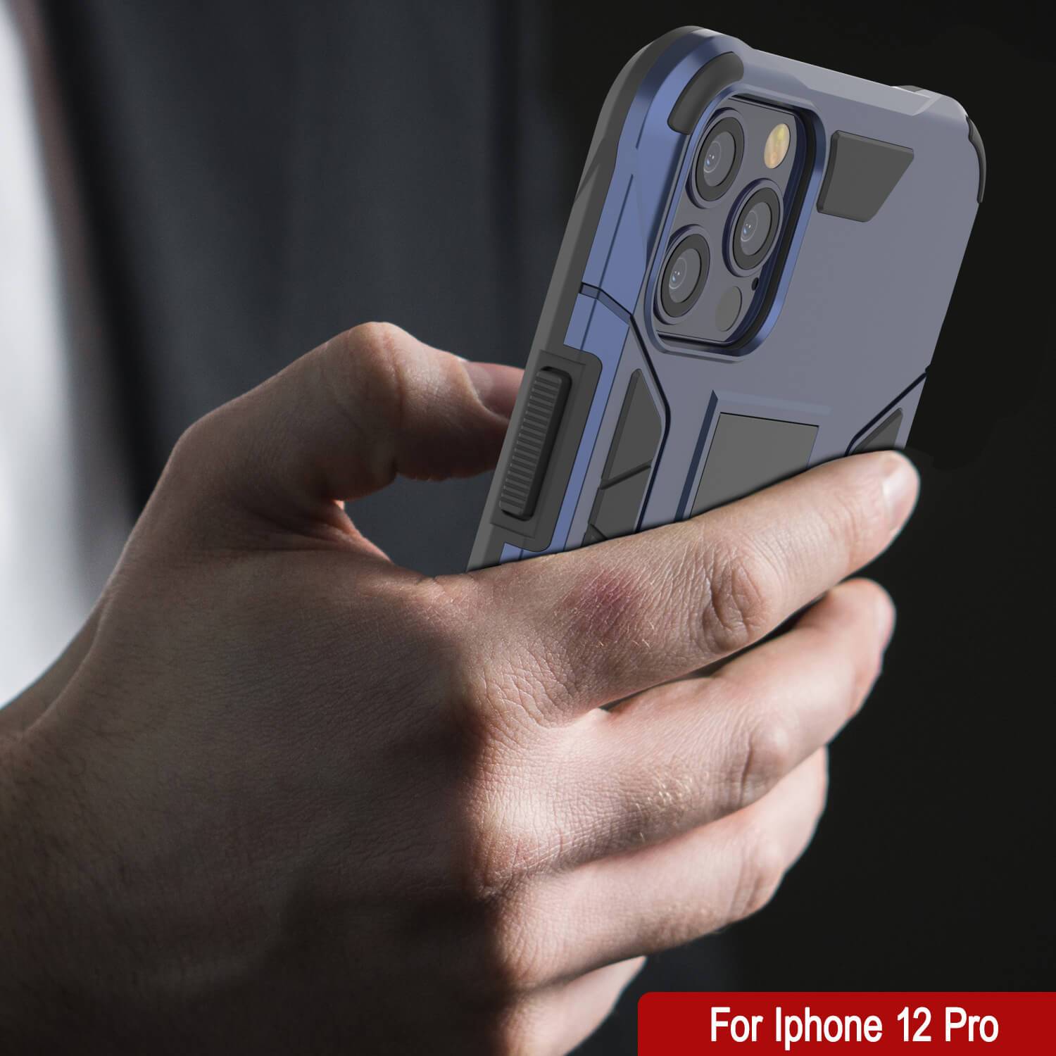 Punkcase iPhone 12 Pro Case [ArmorShield Series] Military Style Protective Dual Layer Case Navy-Blue