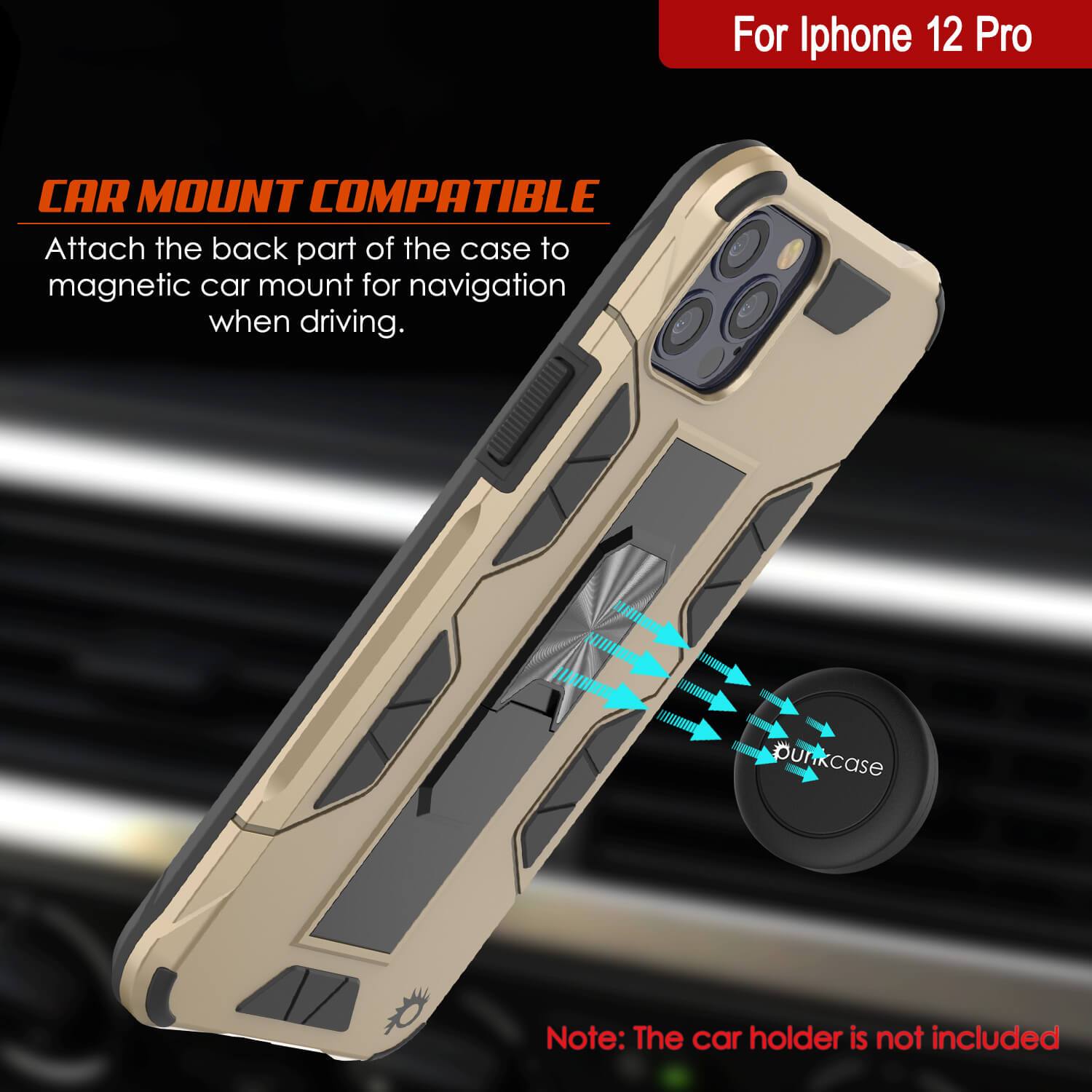 Punkcase iPhone 12 Pro Case [ArmorShield Series] Military Style Protective Dual Layer Case Gold