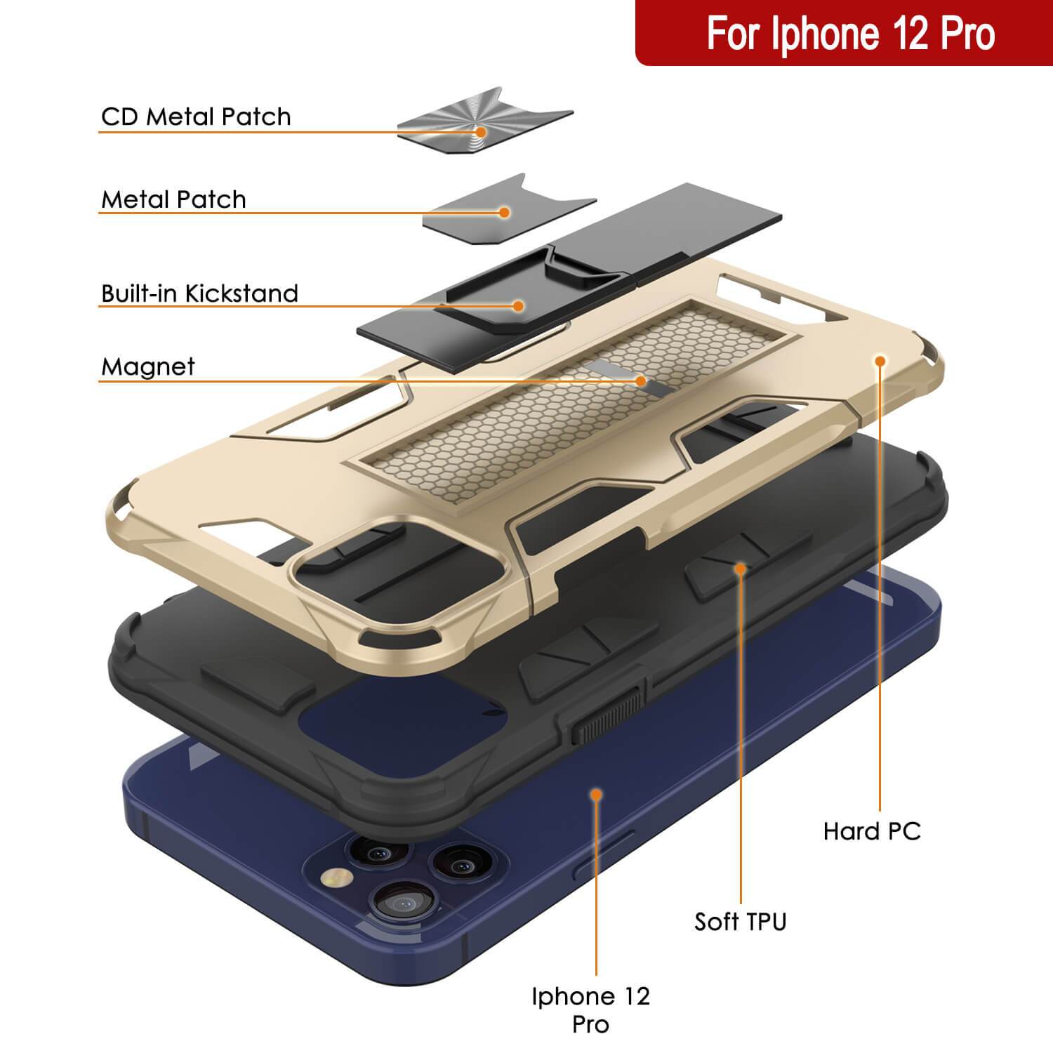 Punkcase iPhone 12 Pro Case [ArmorShield Series] Military Style Protective Dual Layer Case Gold