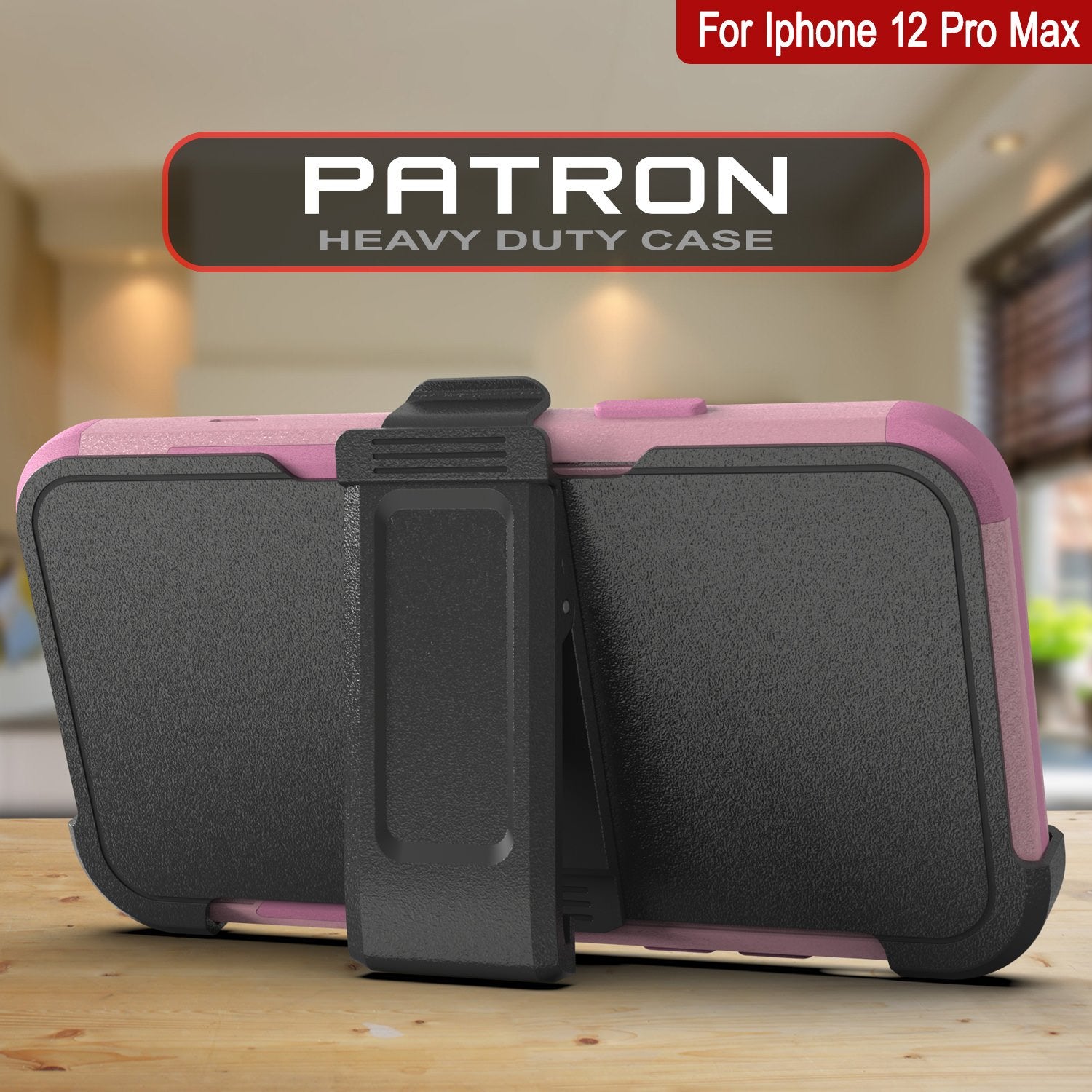 Punkcase for iPhone 12 Pro Max Belt Clip Multilayer Holster Case [Patron Series] [Pink]