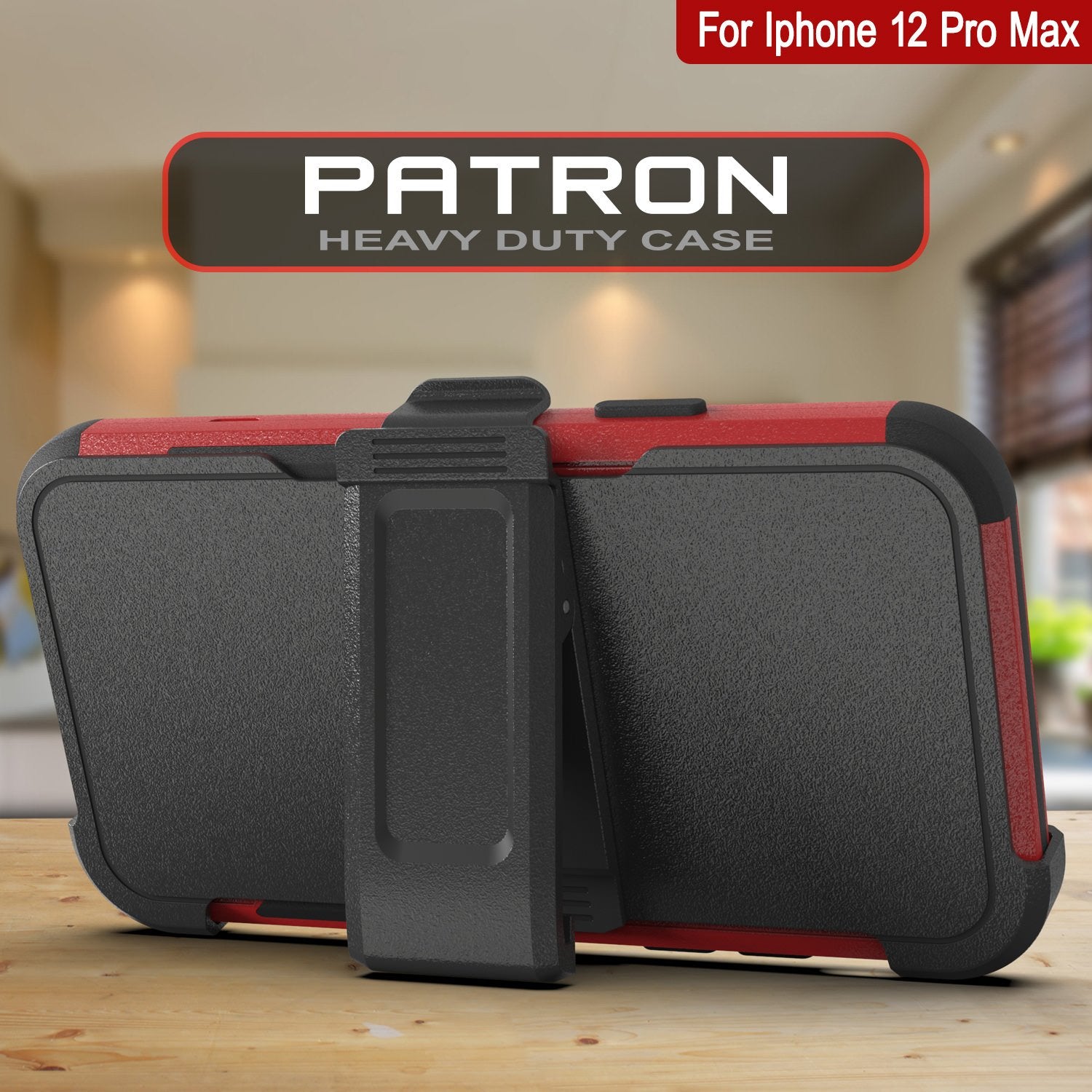 Punkcase for iPhone 12 Pro Max Belt Clip Multilayer Holster Case [Patron Series] [Red-Black]