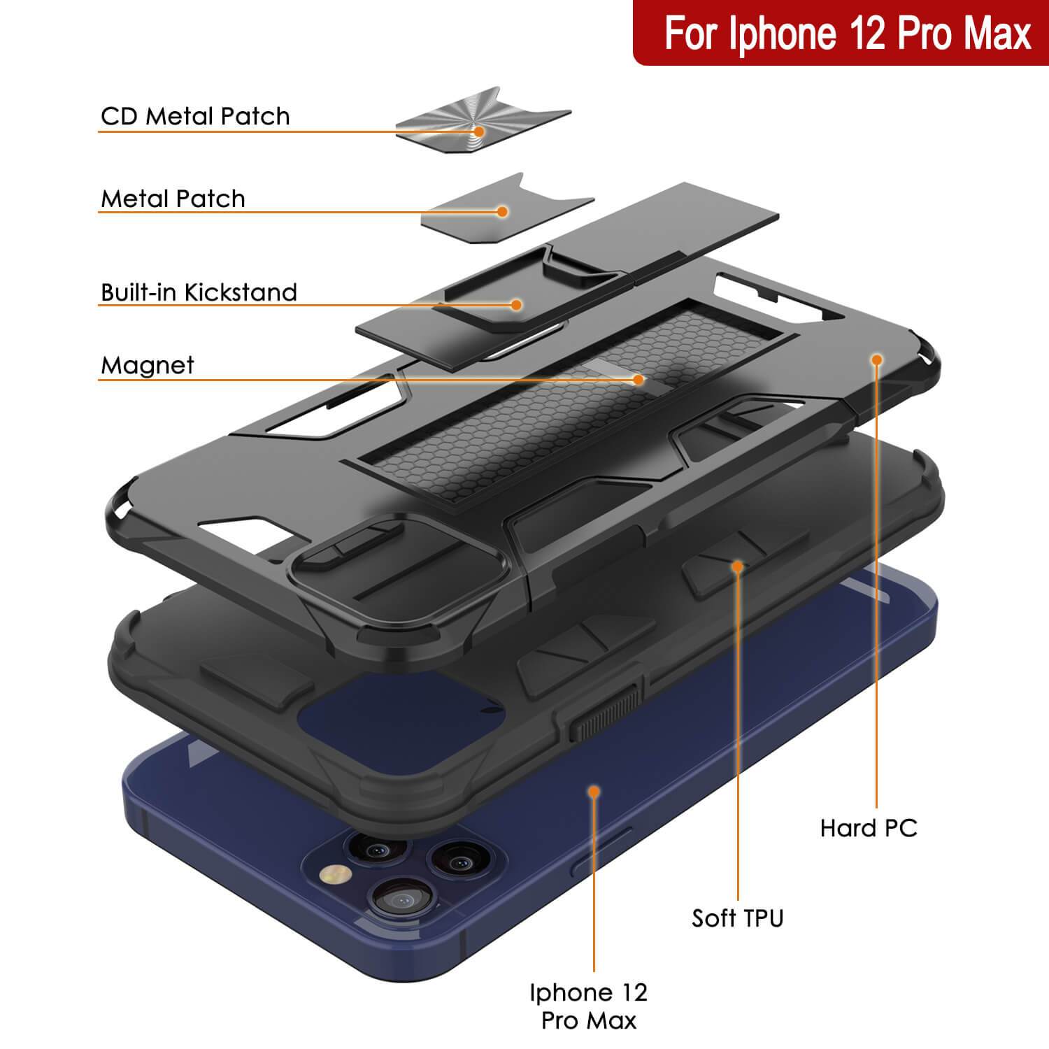 Punkcase iPhone 12 Pro Max Case [ArmorShield Series] Military Style Protective Dual Layer Case Black