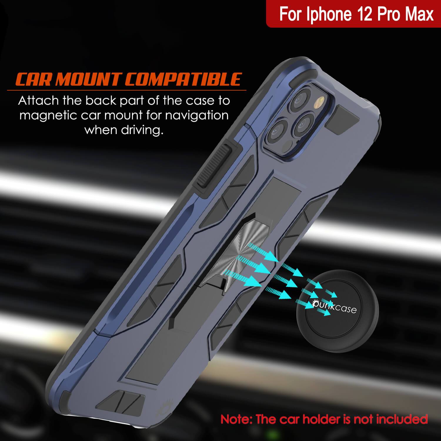 Punkcase iPhone 12 Pro Max Case [ArmorShield Series] Military Style Protective Dual Layer Case Navy-Blue