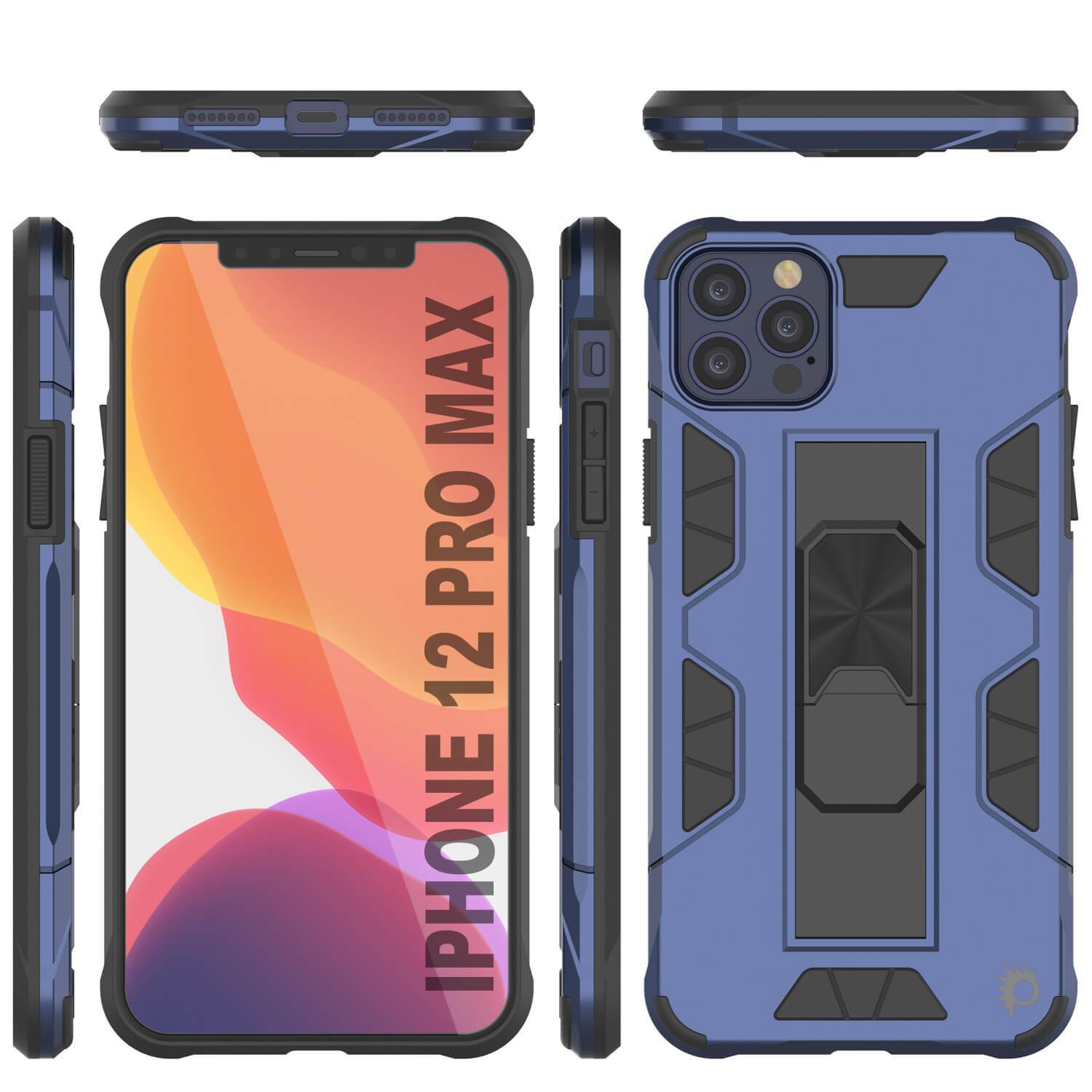 Punkcase iPhone 12 Pro Max Case [ArmorShield Series] Military Style Protective Dual Layer Case Navy-Blue
