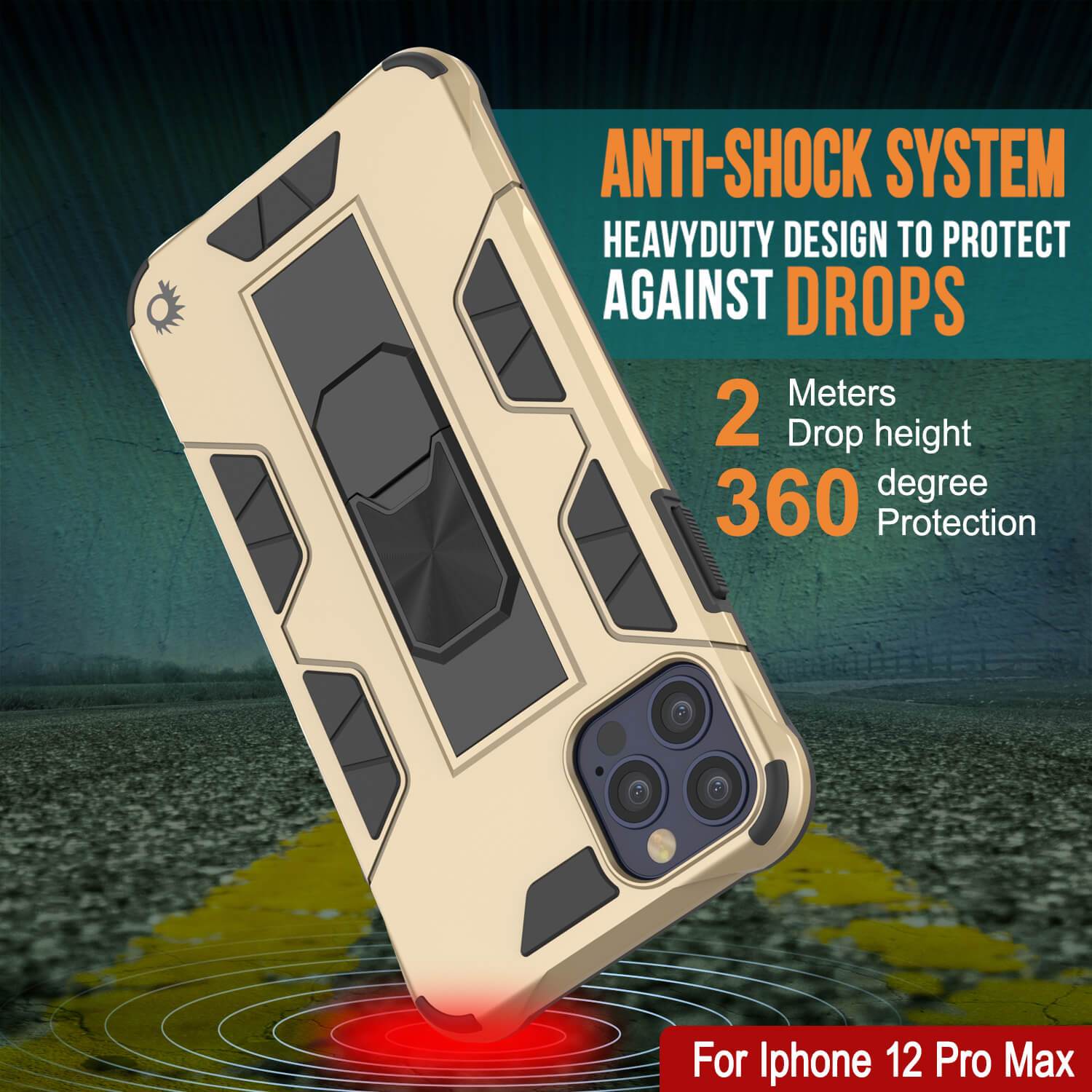 Punkcase iPhone 12 Pro Max Case [ArmorShield Series] Military Style Protective Dual Layer Case Gold