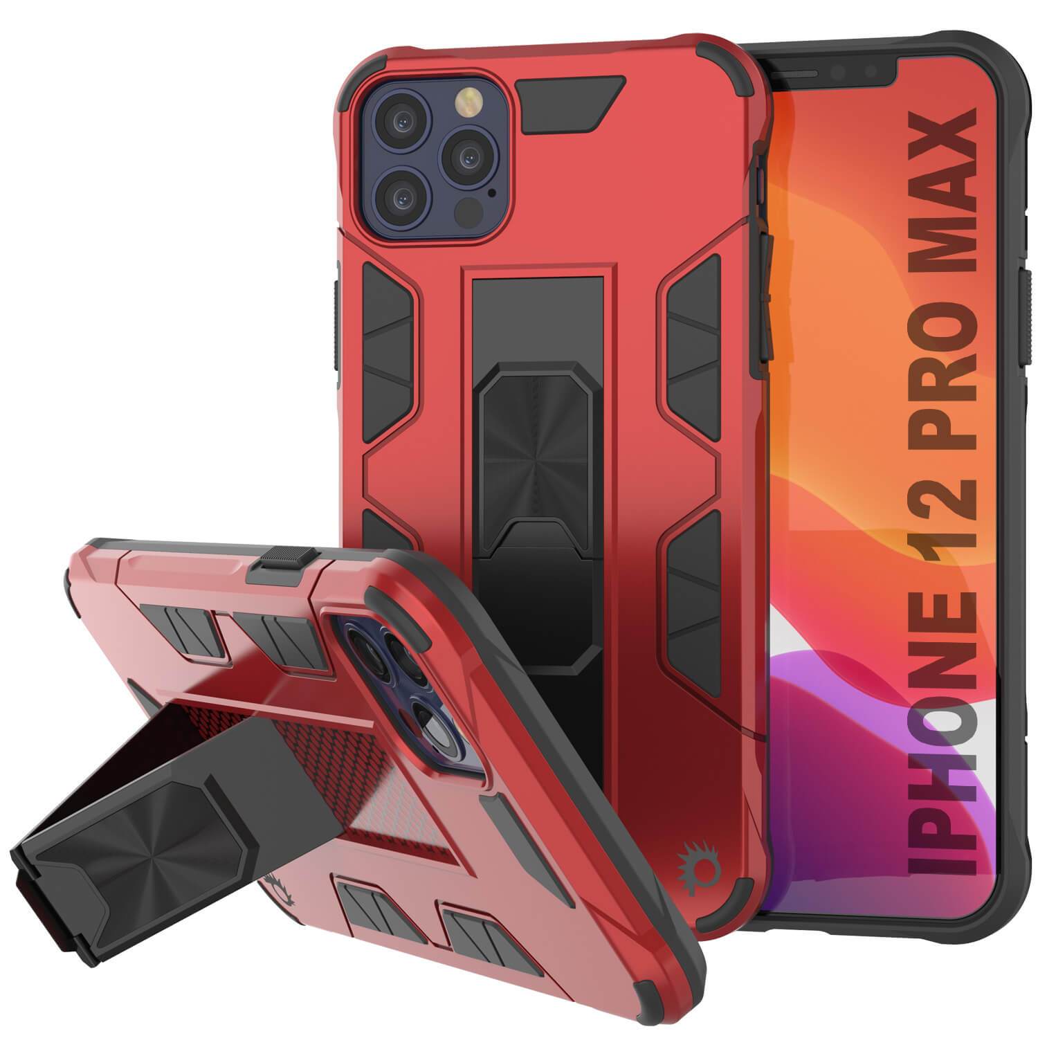 Punkcase iPhone 12 Pro Max Case [ArmorShield Series] Military Style Protective Dual Layer Case Red