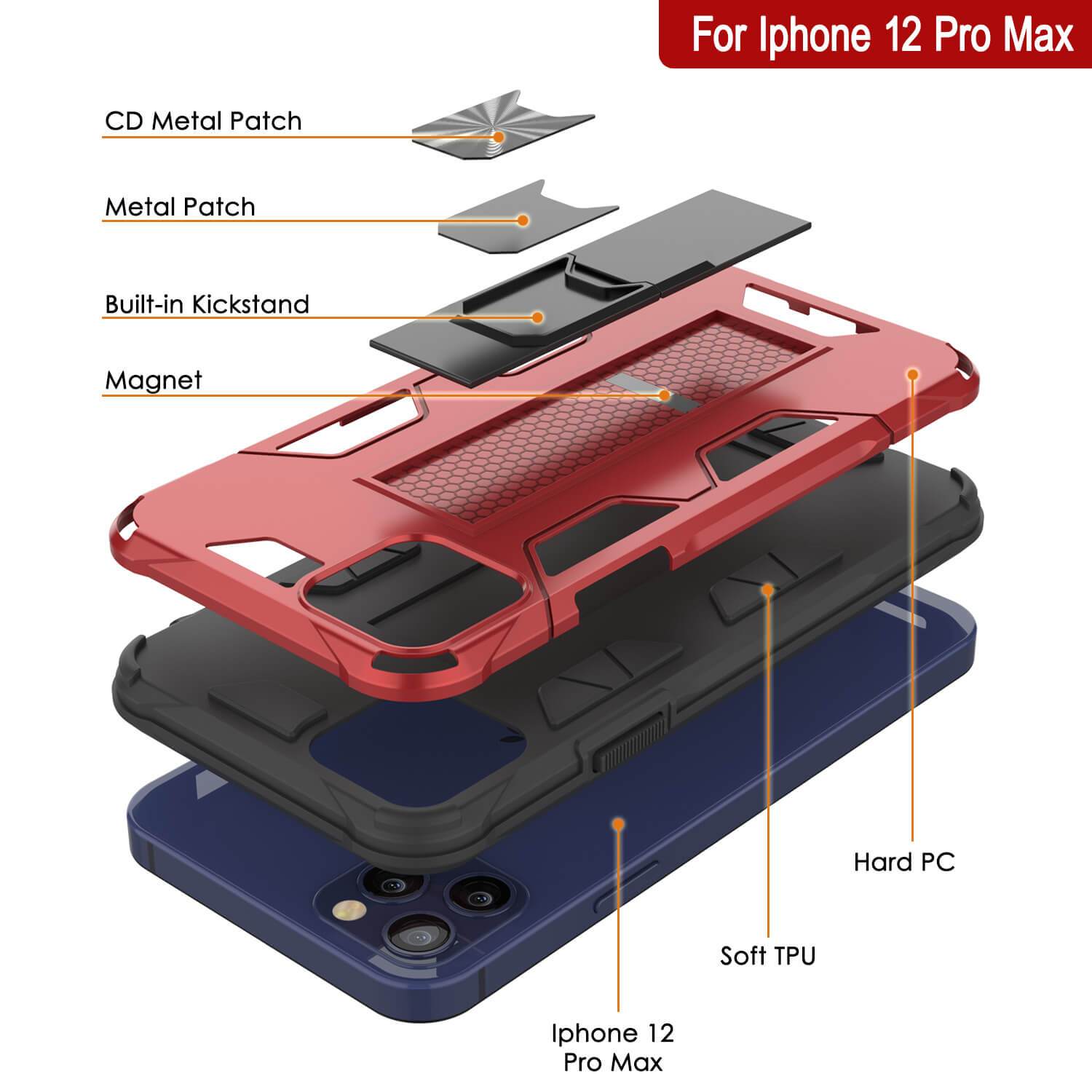 Punkcase iPhone 12 Pro Max Case [ArmorShield Series] Military Style Protective Dual Layer Case Red