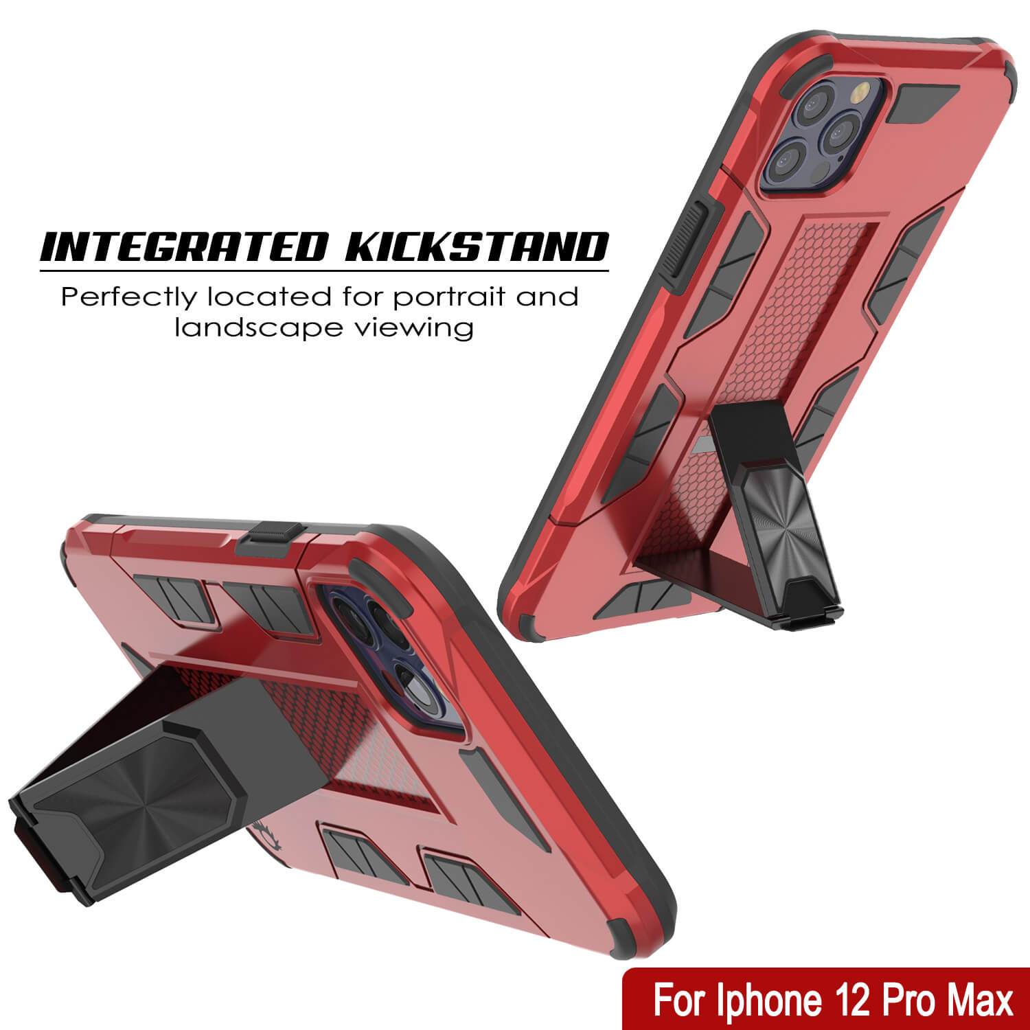 Punkcase iPhone 12 Pro Max Case [ArmorShield Series] Military Style Protective Dual Layer Case Red