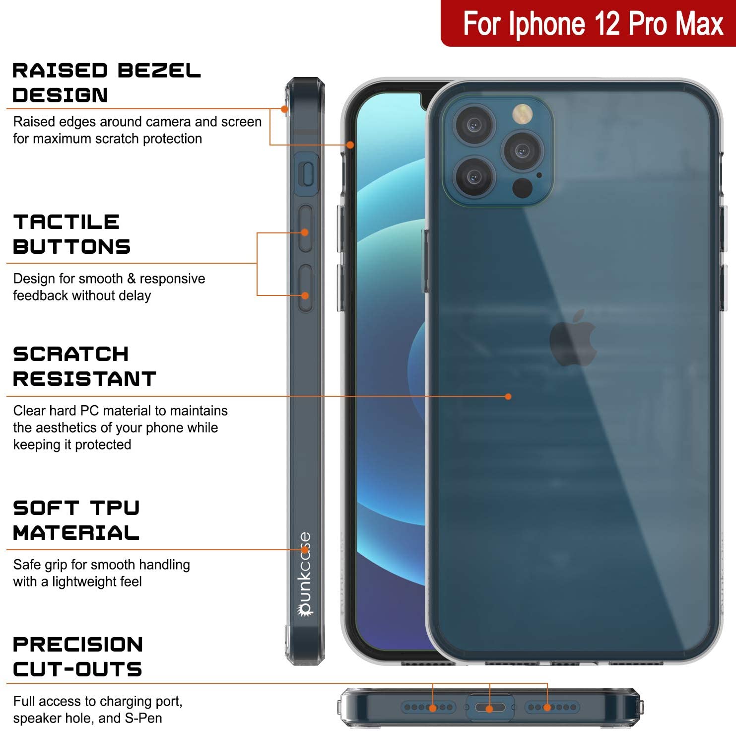 iPhone 12 Pro Max Case Punkcase® LUCID 2.0 Clear Series Series w/ PUNK SHIELD Screen Protector | Ultra Fit