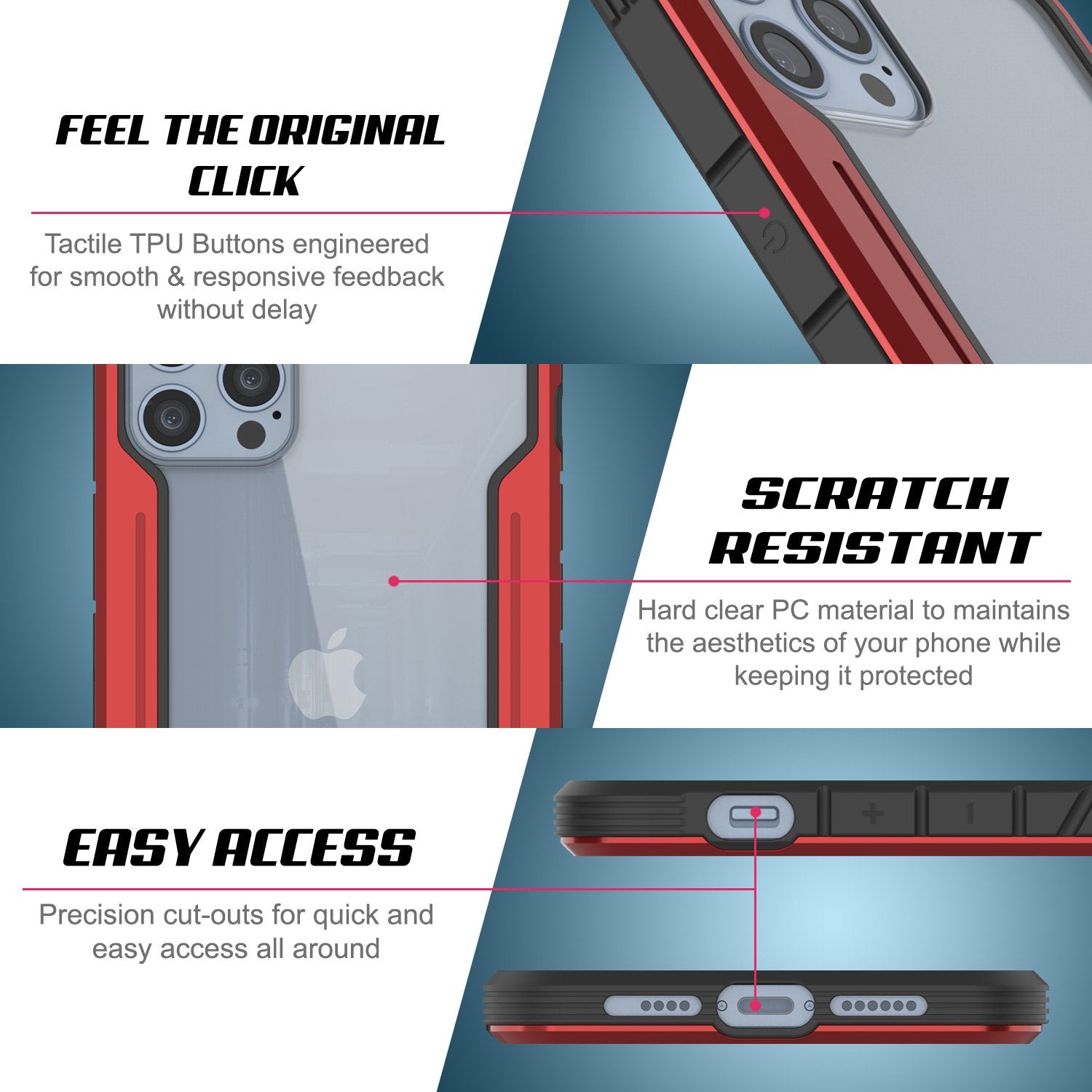 Punkcase iPhone 14 Pro Ravenger MAG Defense Case Protective Military Grade Multilayer Cover [Red]